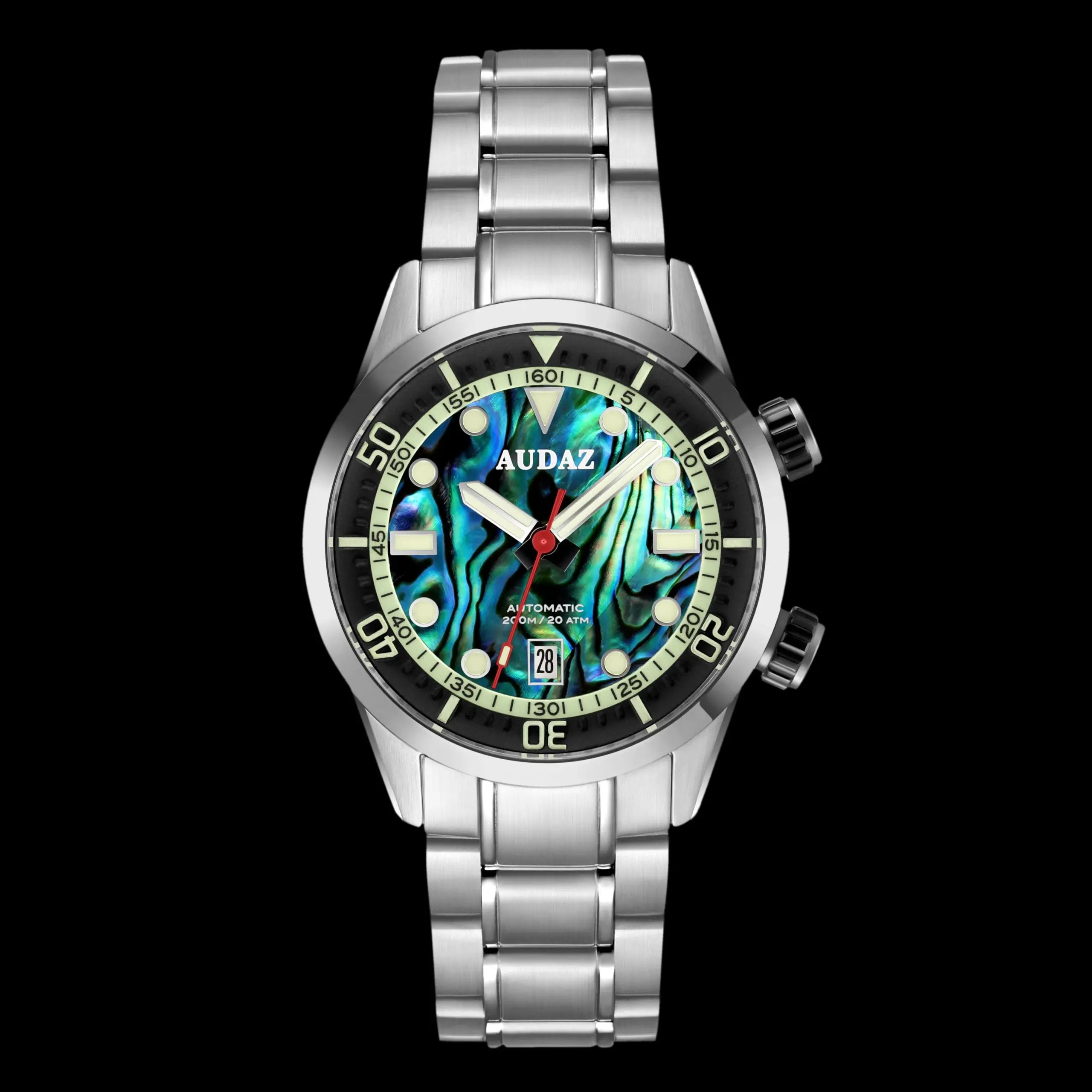 Abalone dials have natural textures giving each dial a unique appearance and characteristic, so each dial is different from each other and the images.