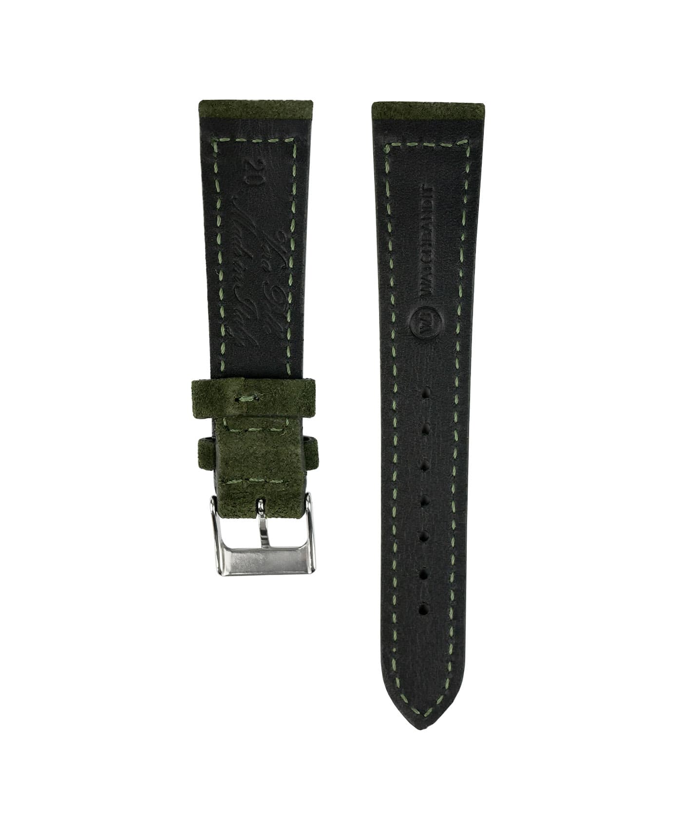 Suede leather strap with side seam_green_back