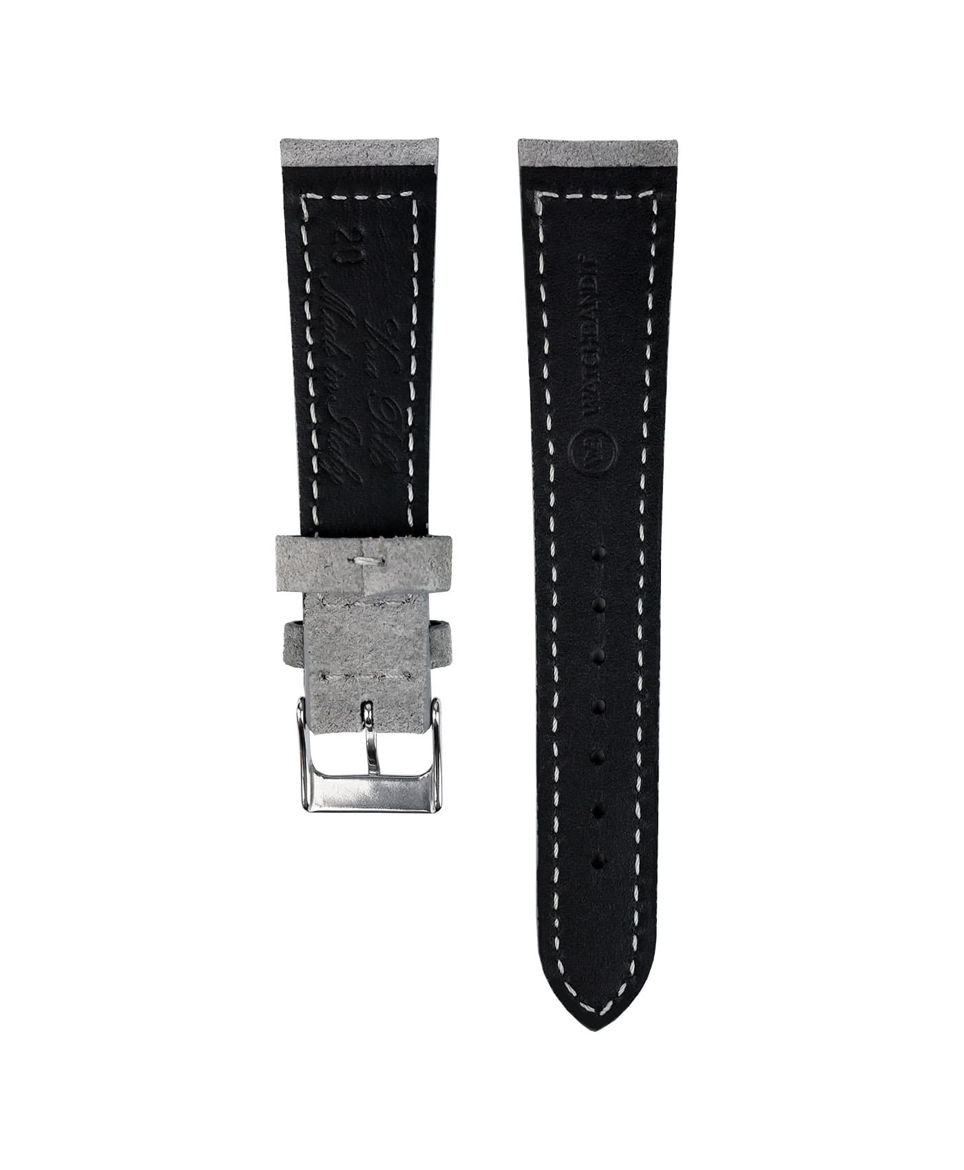Suede leather strap with side seam_grey_back