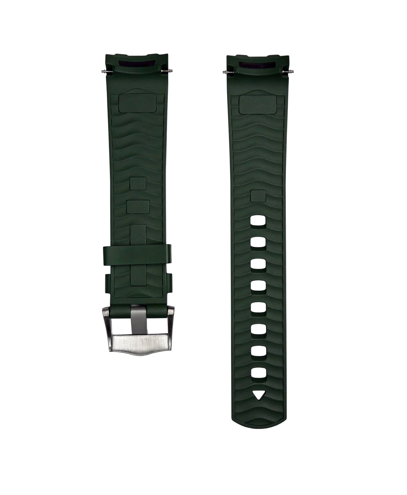 Curved End 300M Rubber Watch Strap - Green - WB Original - back-min