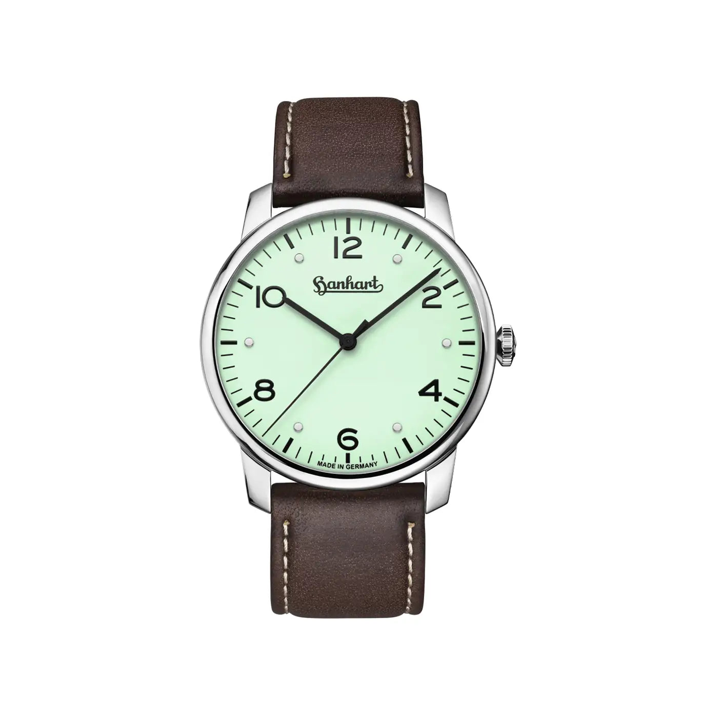 Hanhart - PIONEER Silva - Pistachio - 38.5 mm - Brown Leather