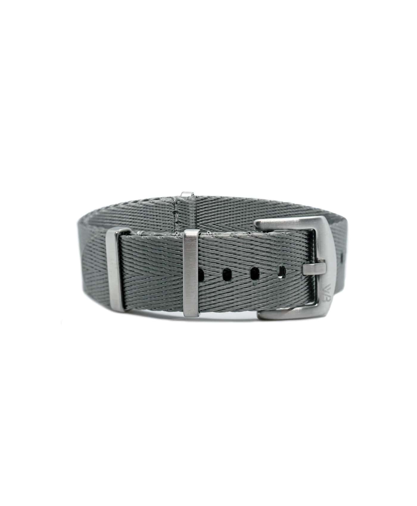Herringbone Nato Strap - Grey - Front-min