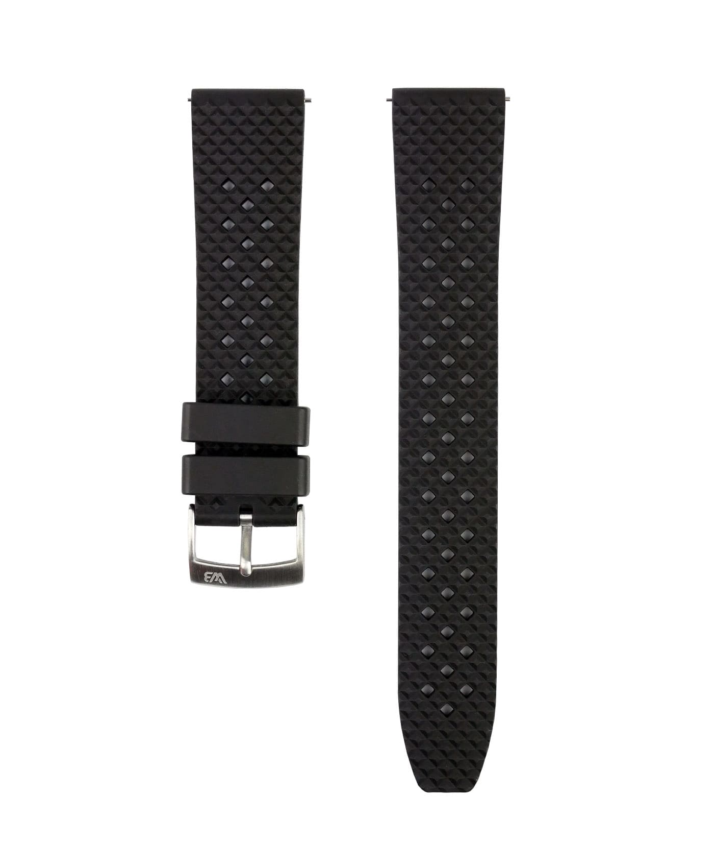 Rhombus FKM Rubber watch strap_Black_Front