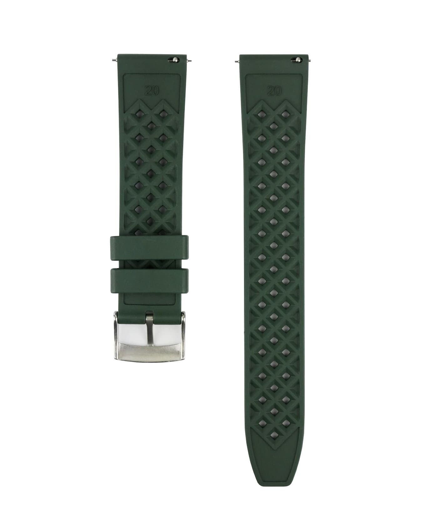 Rhombus FKM Rubber watch strap_Green_Back