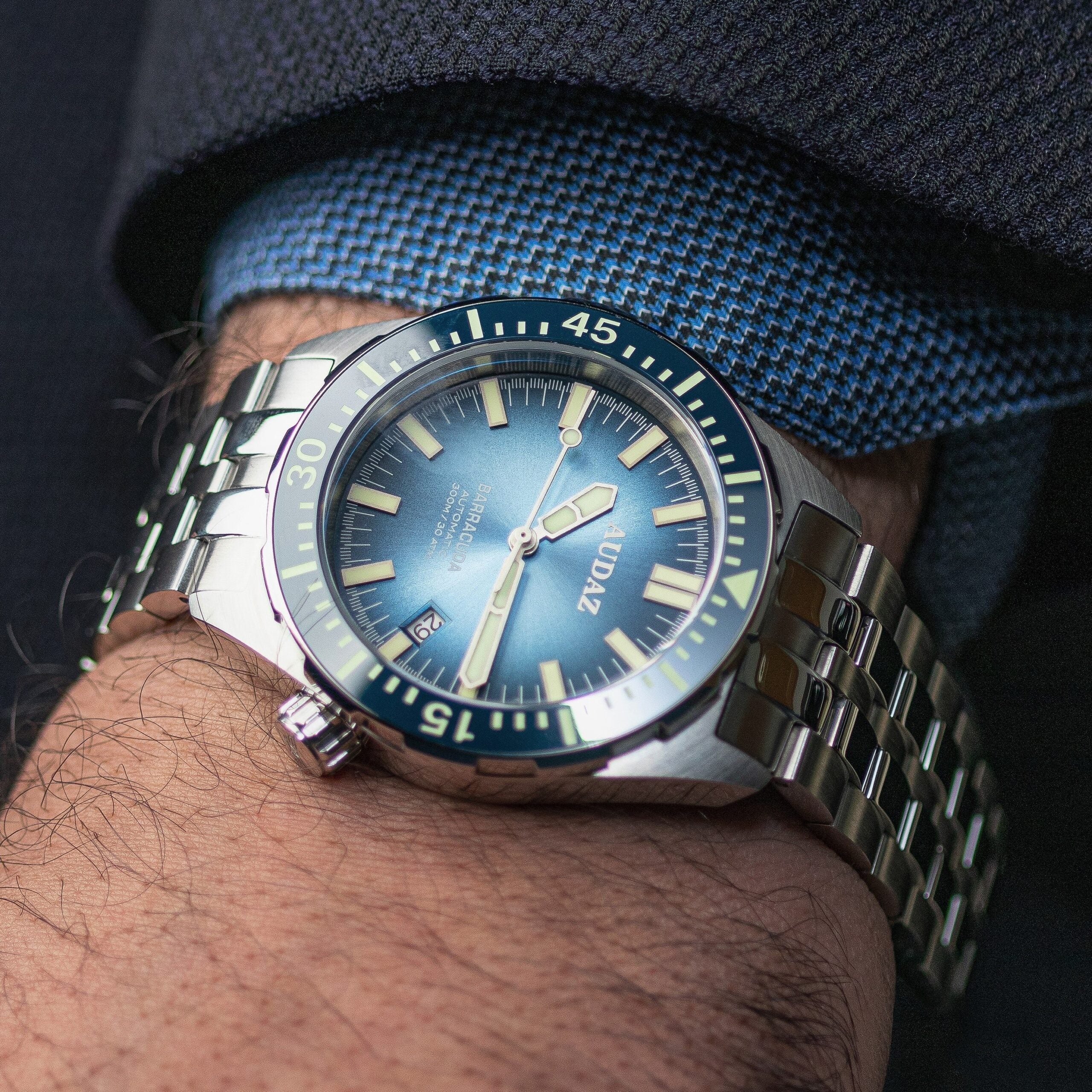 Audaz Barracuda teal blue Watch on wrist