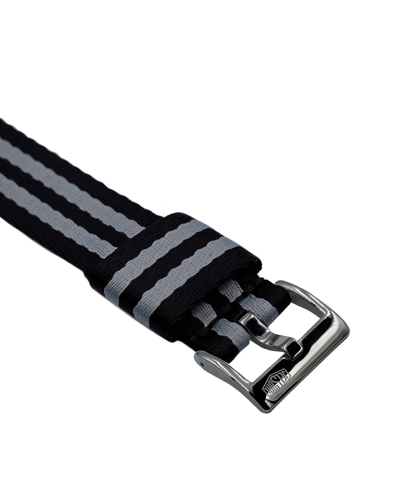 Jelsdal - Vintage Military Single Pass Nato Strap-Black-Grey-Polished-buckle