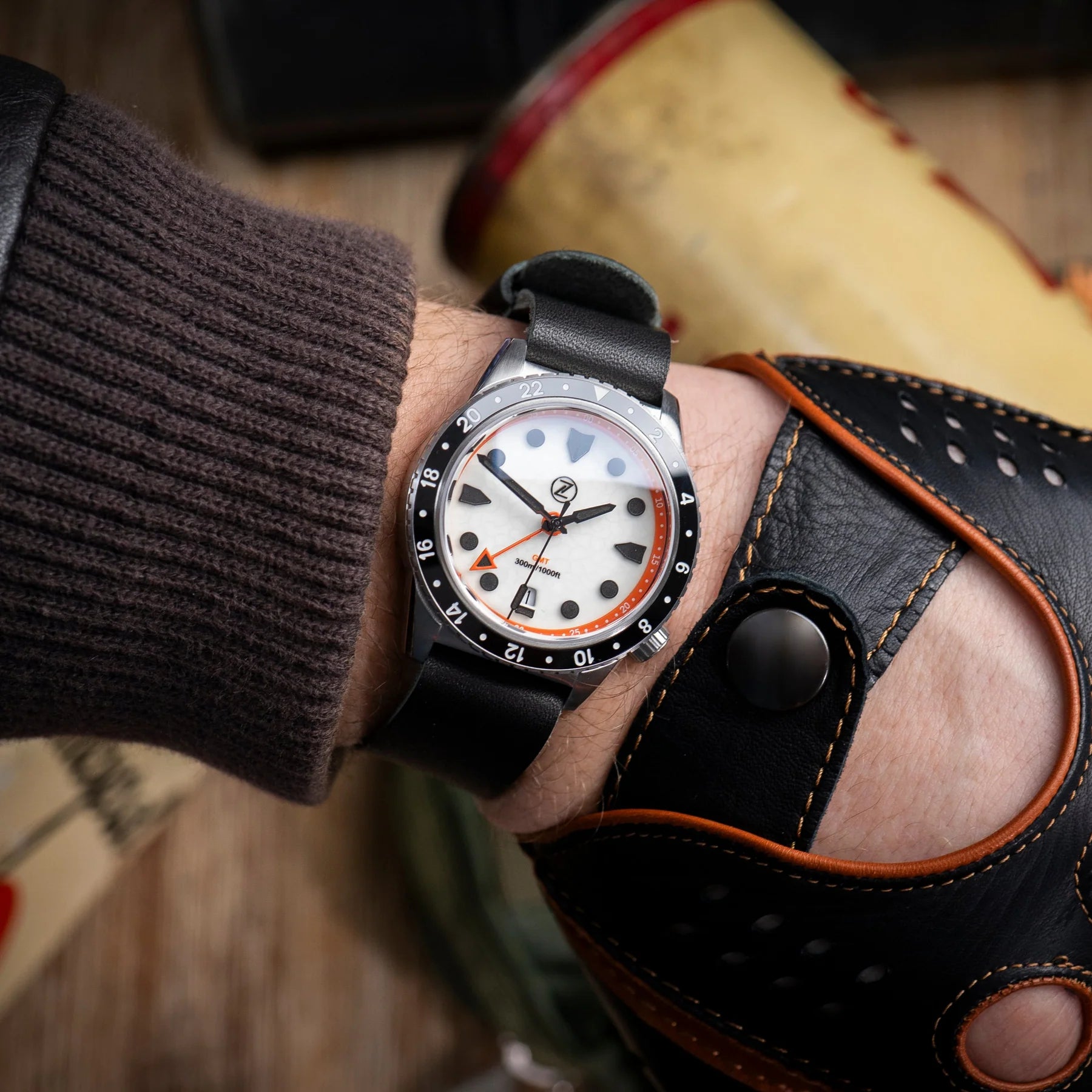 JelsdalSinglePassLeatherWatchStrap_Blackwristshot_1800x1800