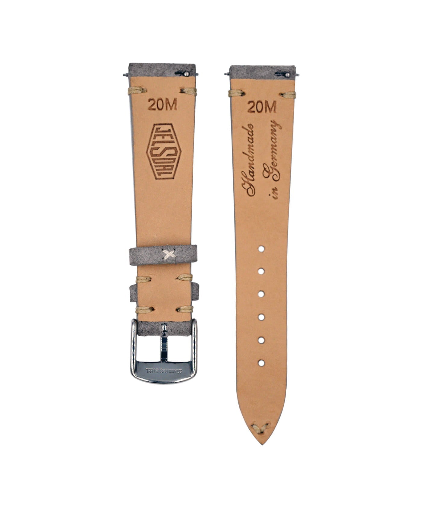 Jelsdal_Vintage Suede-Watch Strap-Light Grey-back-min