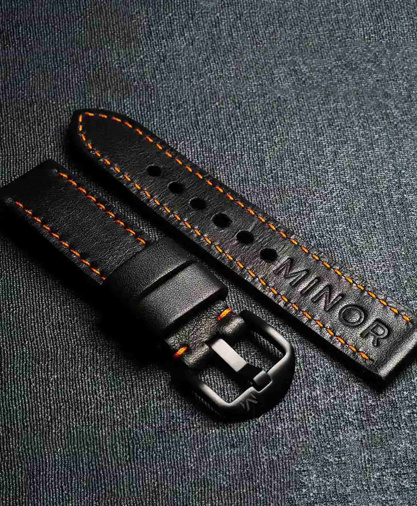 Minor - Heritage - Black & Orange Automatic-strap-min