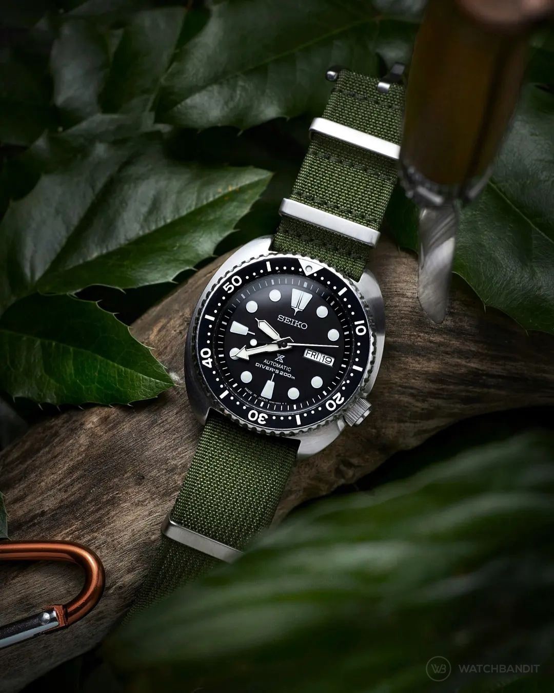 Seiko Turtle Ribbed NATO Green 2-min