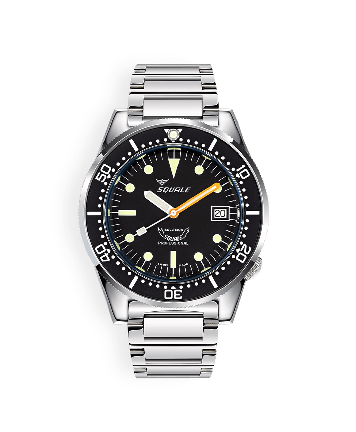 Squale - 1521 Black Classic - Polished - Bracelet - 1521CL.SQ20L