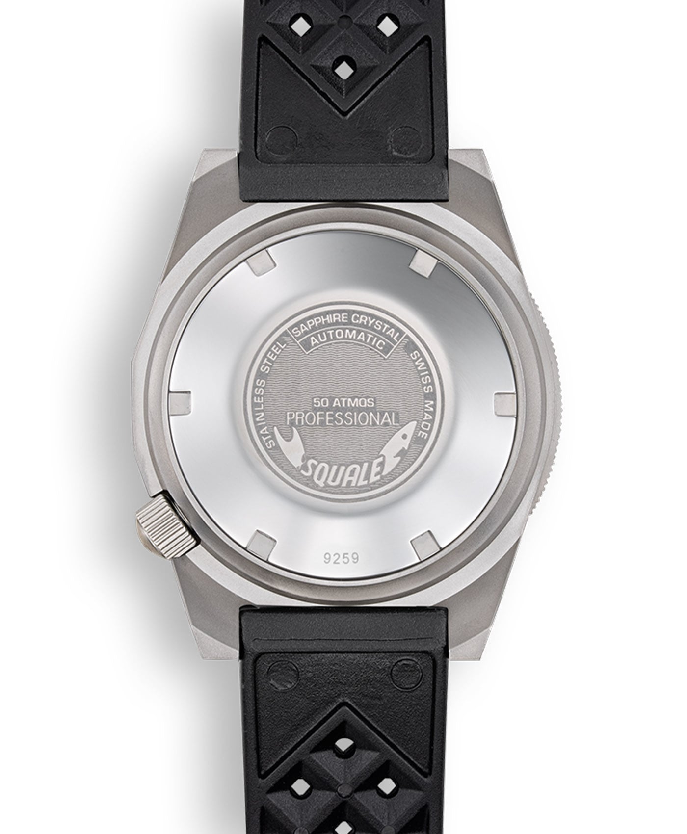 Squale - 1521 Black Militaire - Blasted - Rubber - 1521MILBL.HT-case back-min