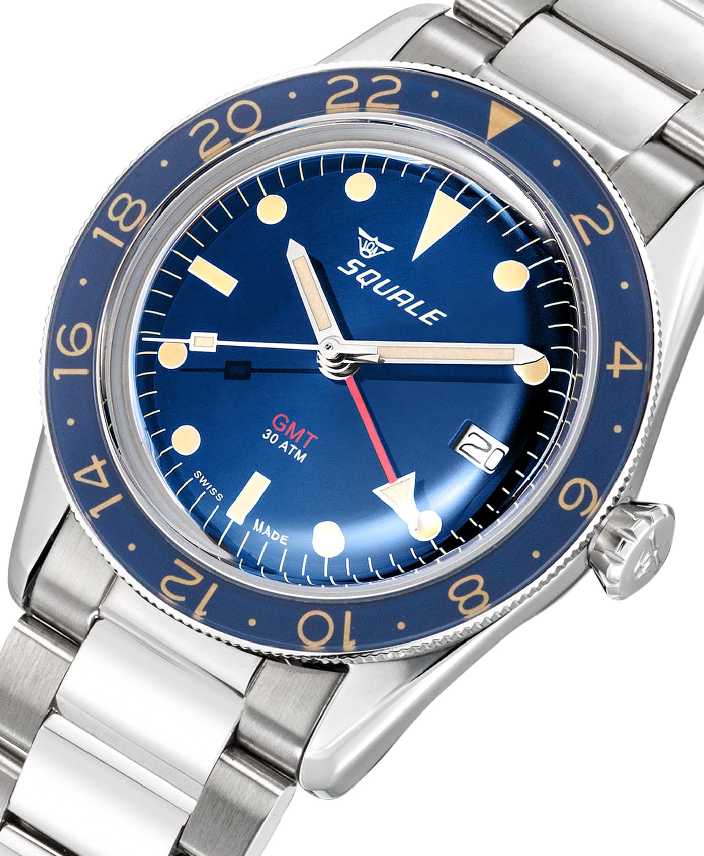 Squale - SUB 39 - GMT Vintage - Blue - close up-min