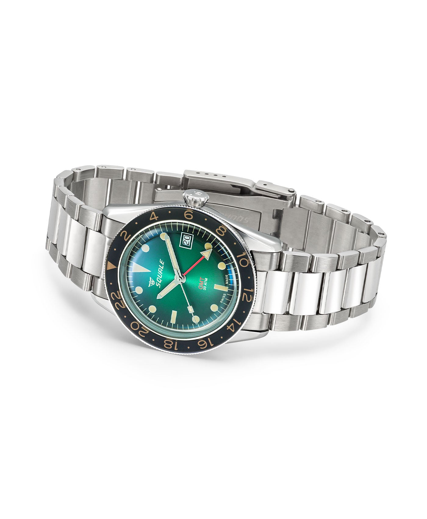 Squale - SUB 39 - GMT Vintage - Green - Metal Bracelet-1