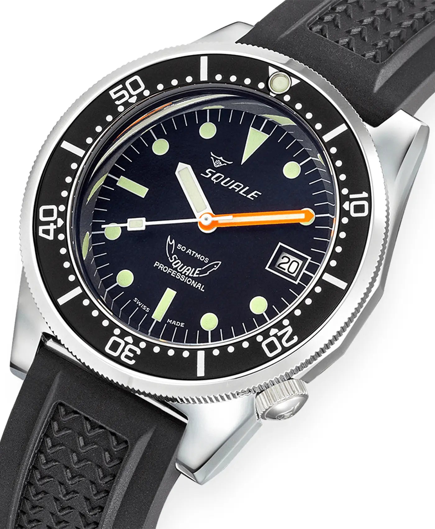 Squale – 1521 Series – Polished Black - close up
