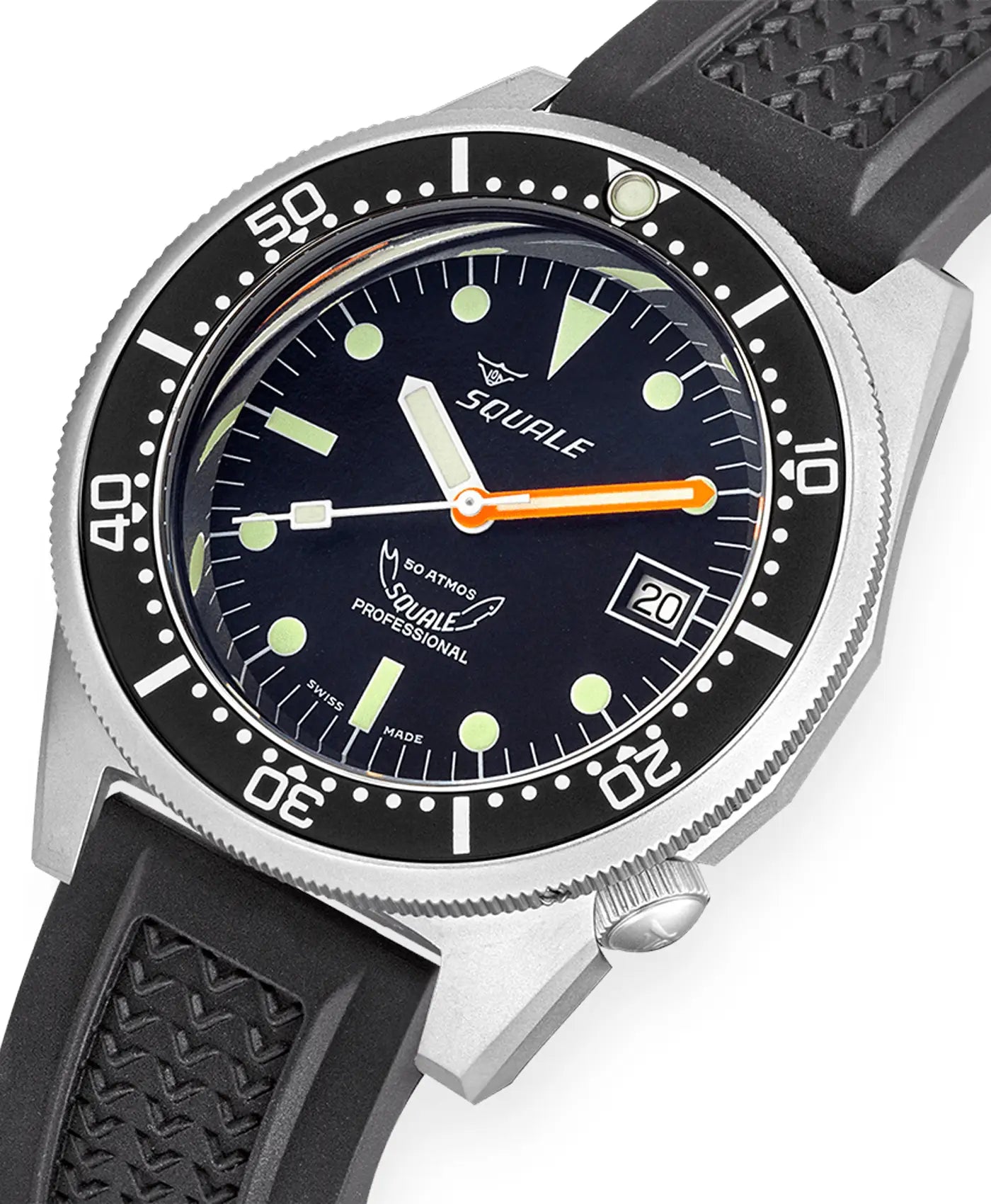 Squale – 1521 Series – Sandblasted Black - close up
