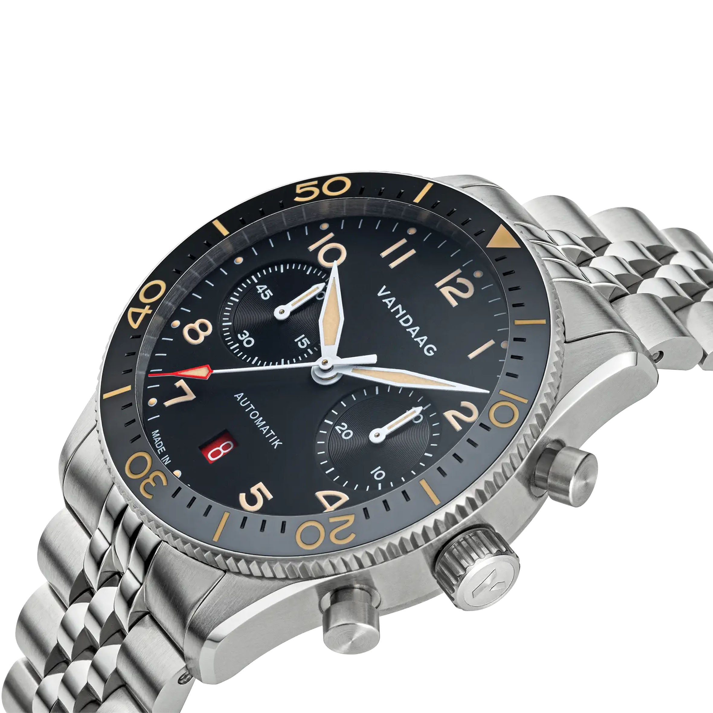 Vandaag - Schallmauer Automatik - Old Radium Nr. Zwo - Steel Bracelet - close up