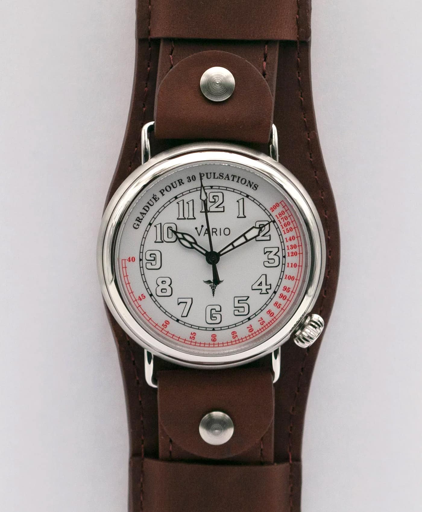 Vario - 1918 Medic - White Dial with White Lume - Mahogany Brown