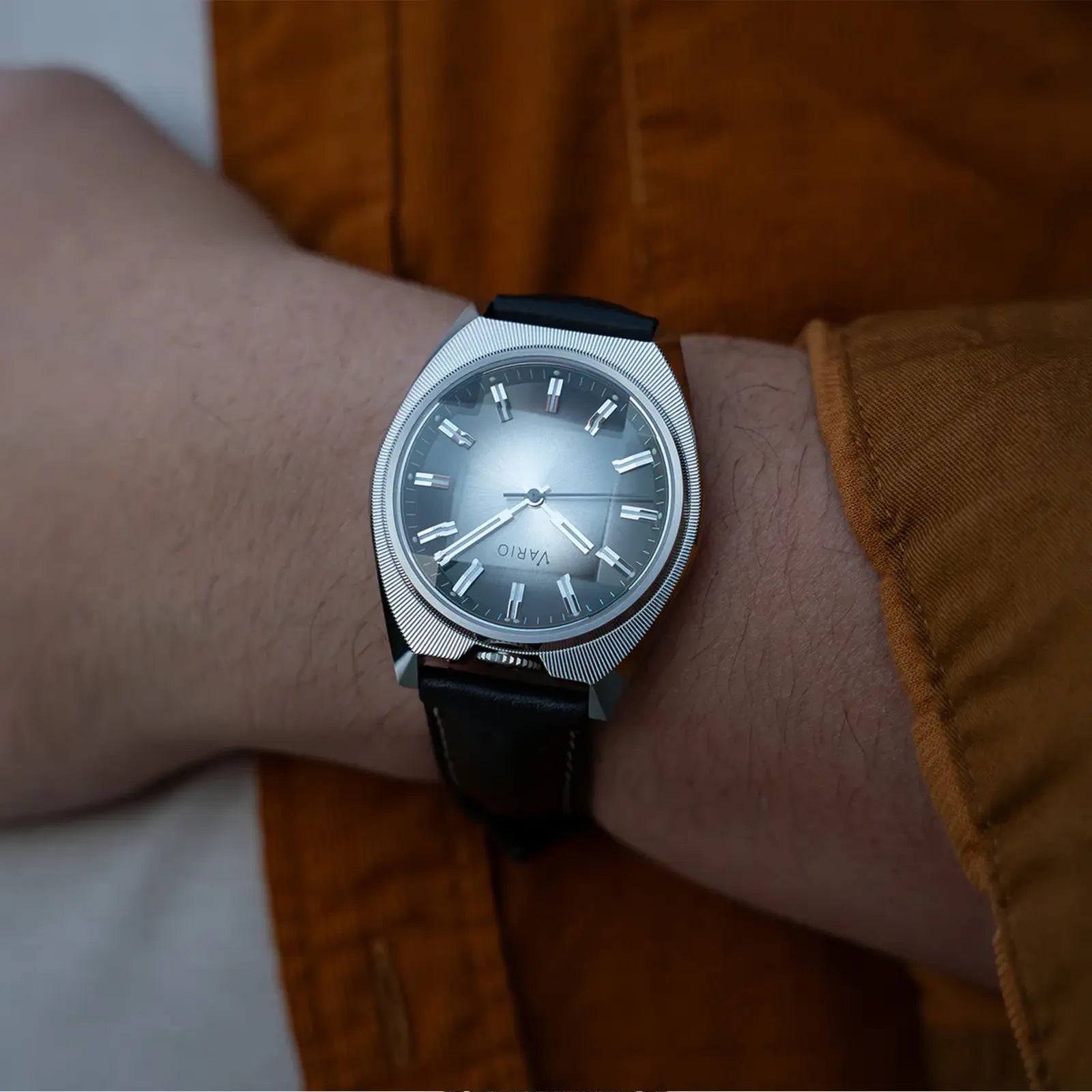 Vario Futurist Watch Sunburst Silver Fume Watch wrist shot 2