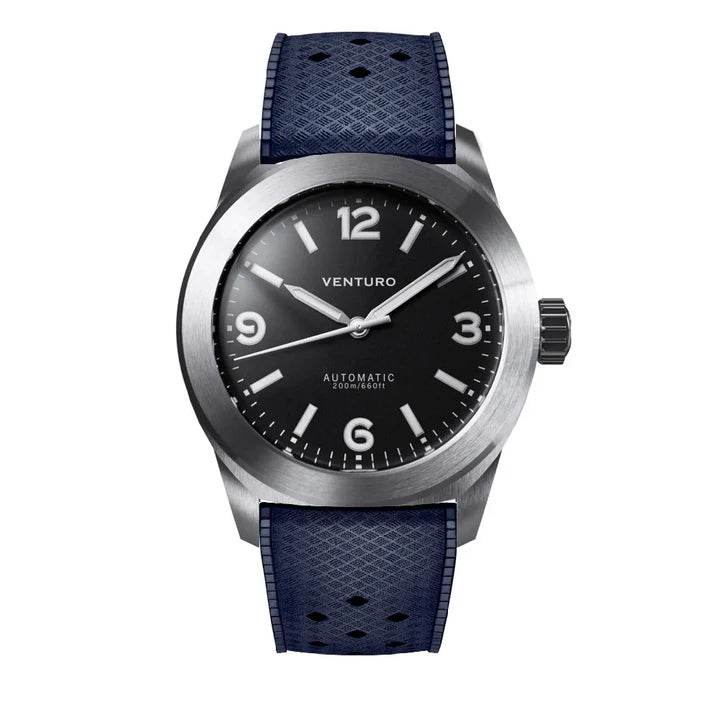 Venturo - Field Watch 3 - Black - Steel Bracelet & Rubber Strap