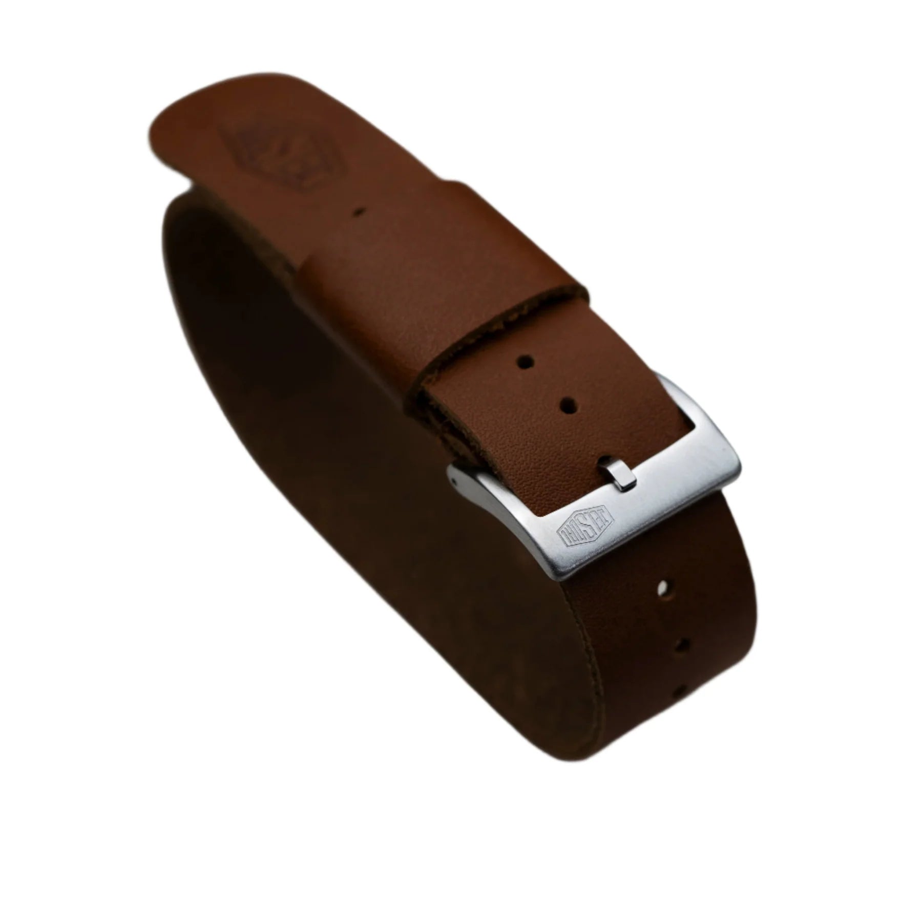 VintageMilitarySinglePassLeatherWatchStrap_Brownleft_1800x1800