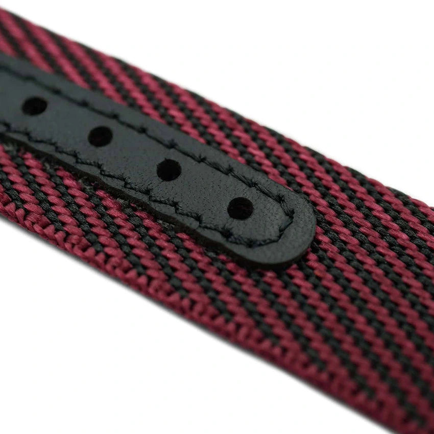 Premium Adjustable Single-Pass Nylon Strap – Black Burgundy detail