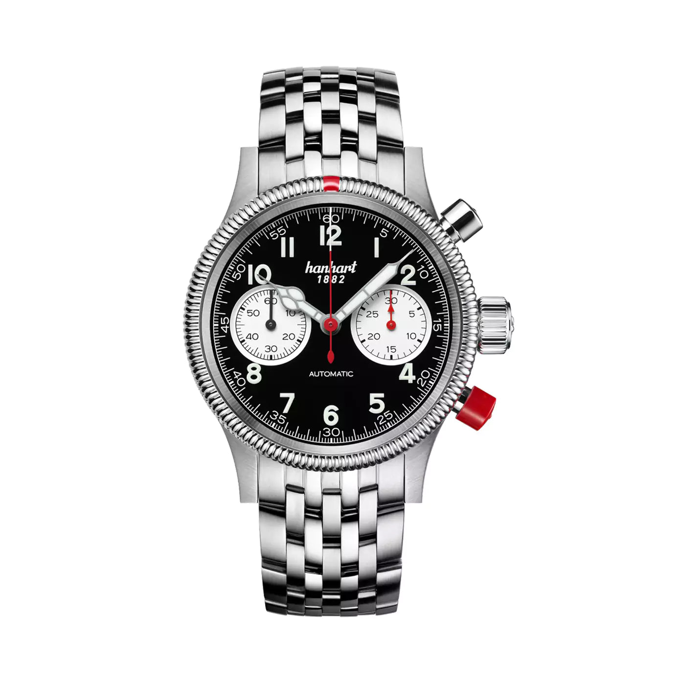 Hanhart - PIONEER Mk II - Reverse Panda - 40 mm - Stainless Steel Brac