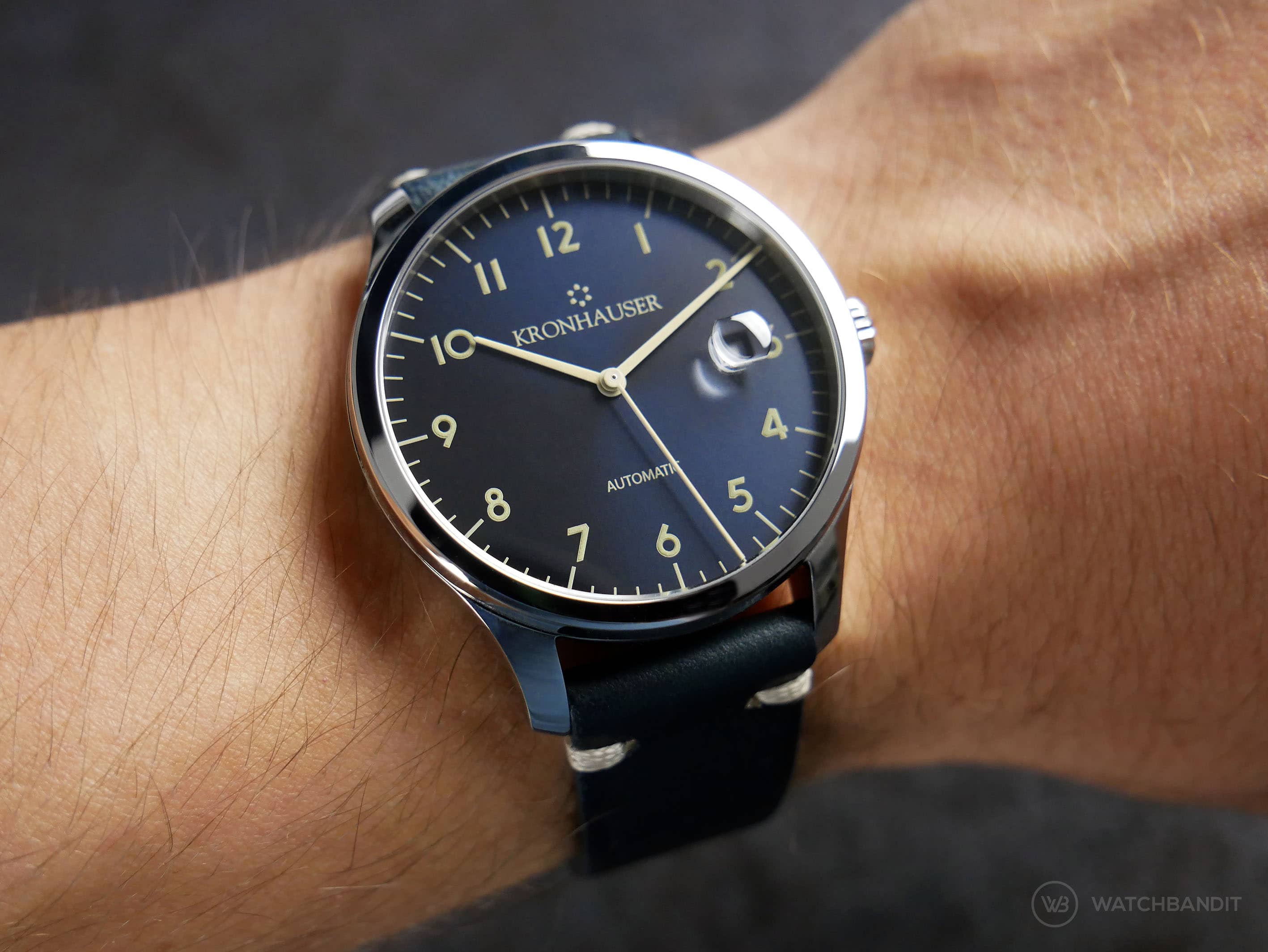 青sunburst Kronhauser Dark Blue Sunburst + Strap Guide