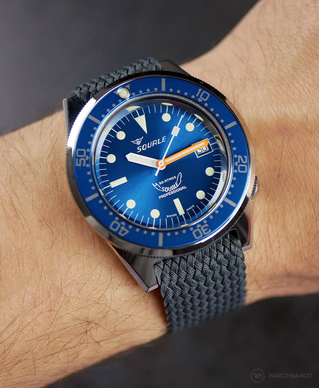 Squale 1521 Polished Blue_perlon strap grey-min