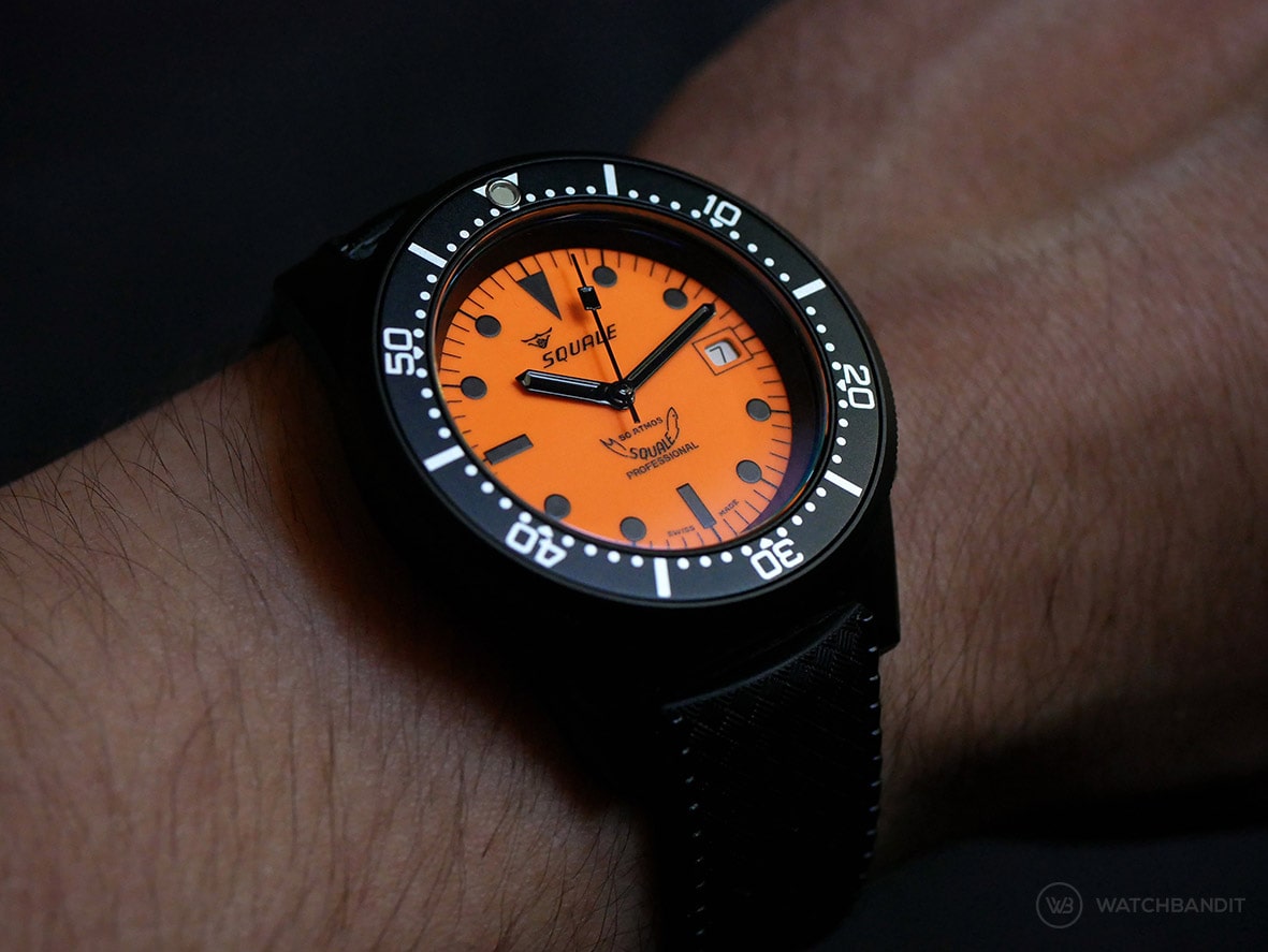 Squale-Luminoso Arancia PVD-wrist shot