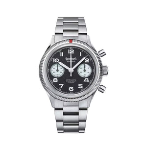 Hanhart - 417 ES 1954 Flyback Reverse Panda - 39 mm - Stainless Steel Bracelet