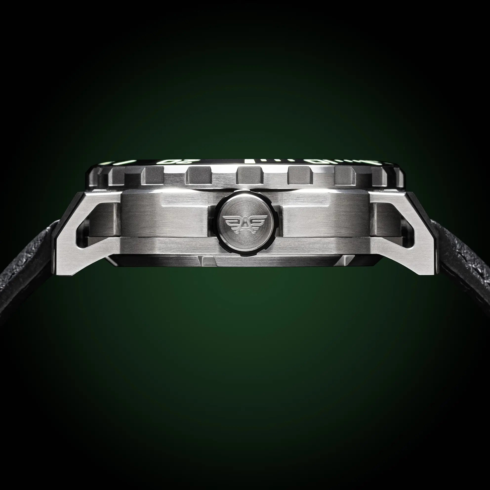 Audaz watch case side with drilled lugs