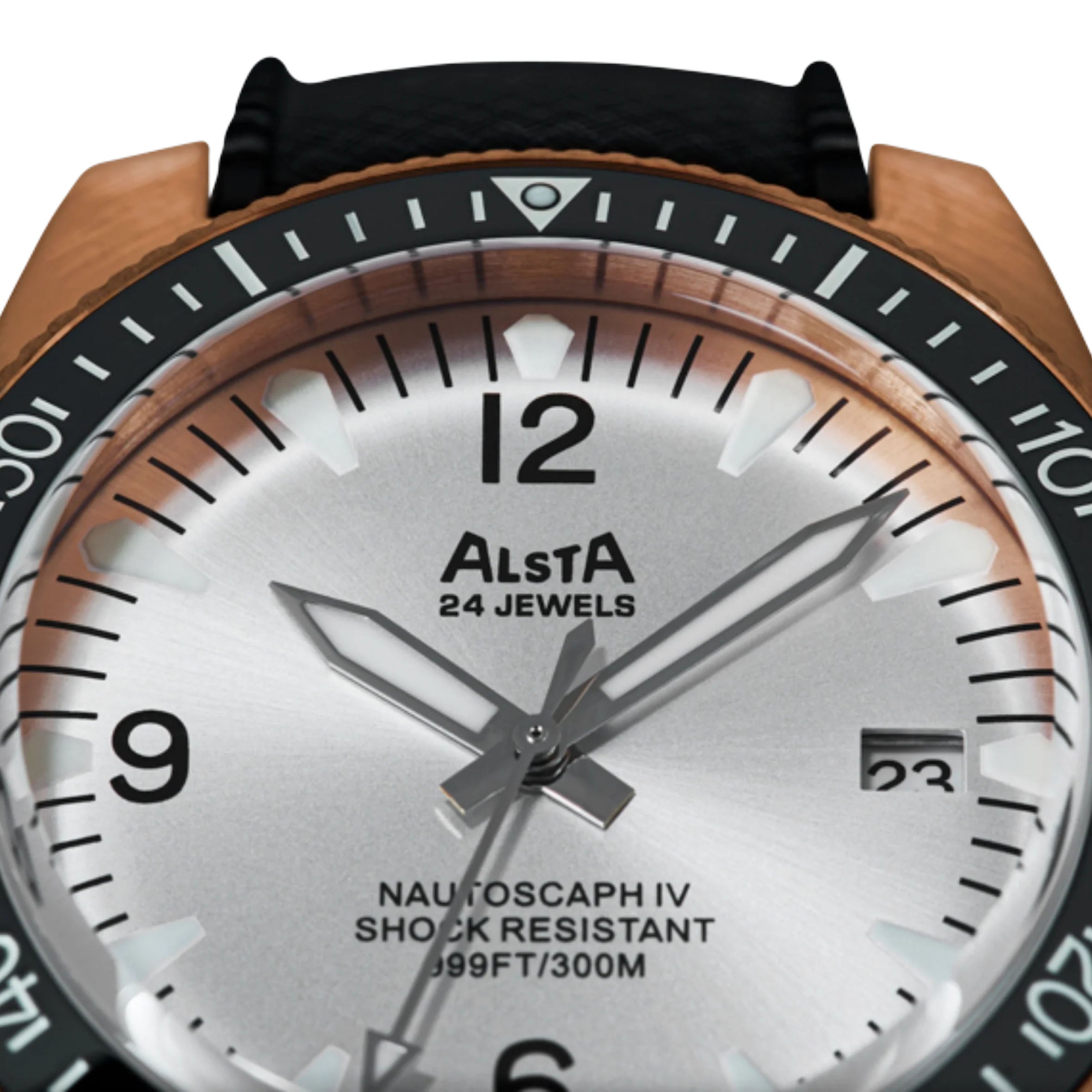 Alsta - Nautoscaph - Bronze Silver - dial macro