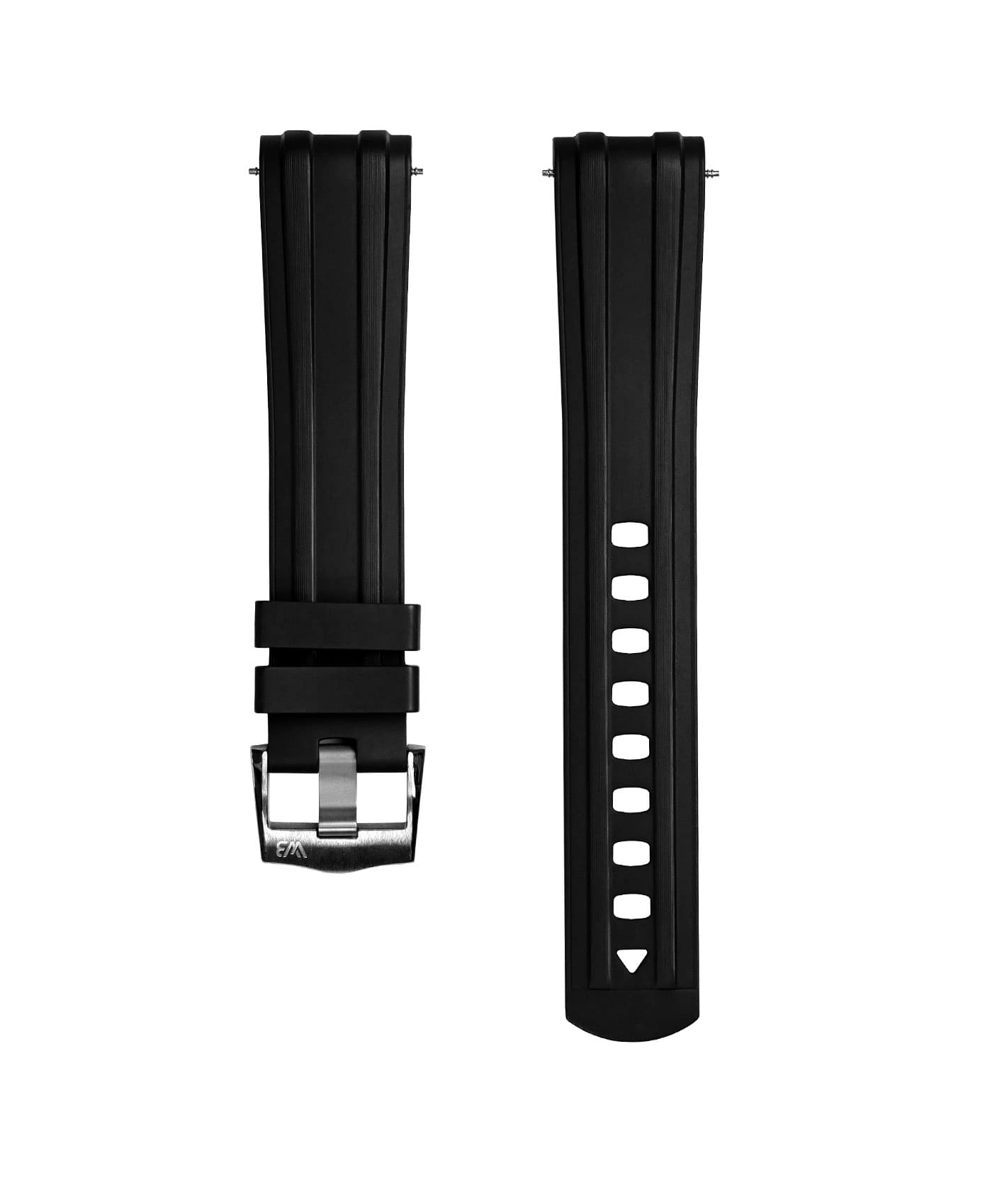 Curved End 300M Rubber Watch Strap - Black - WB Original-min
