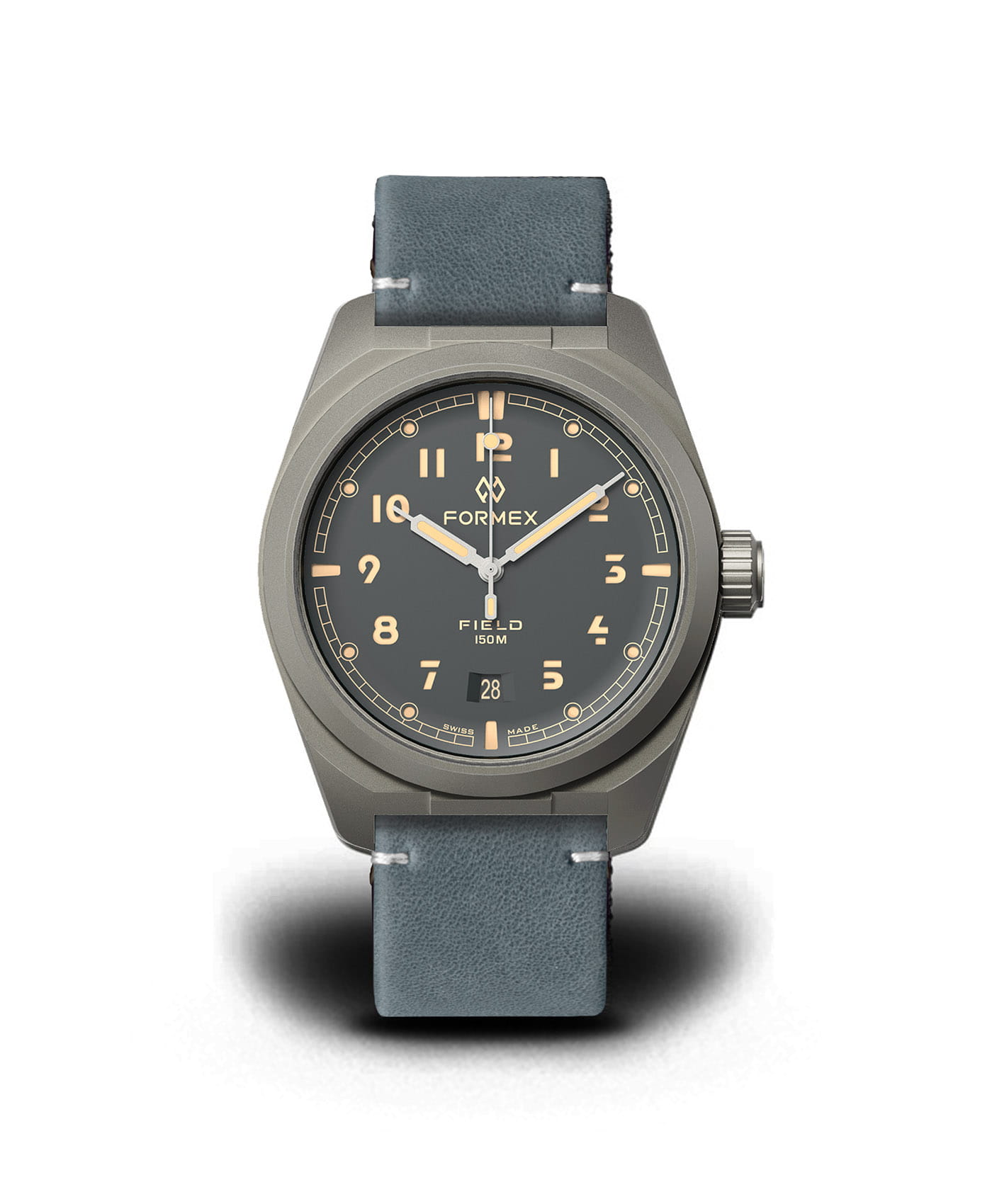 Formex - Field Automatic - Ash Grey 41 - Deployant Leone Bolgheri Leather Strap