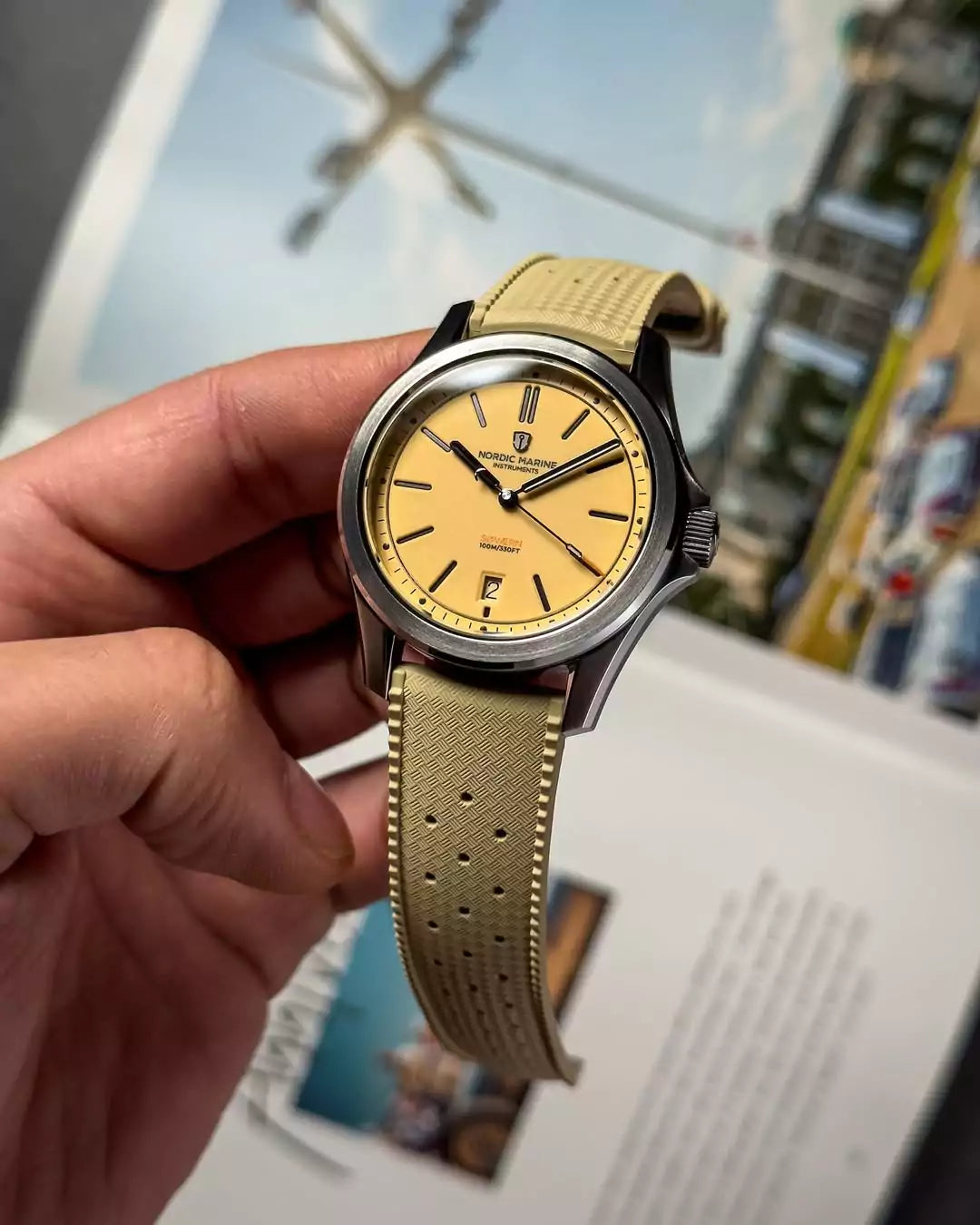 Khaki-TropicalStyle-Rubber-Watch-band-Nordic Marine Instruments