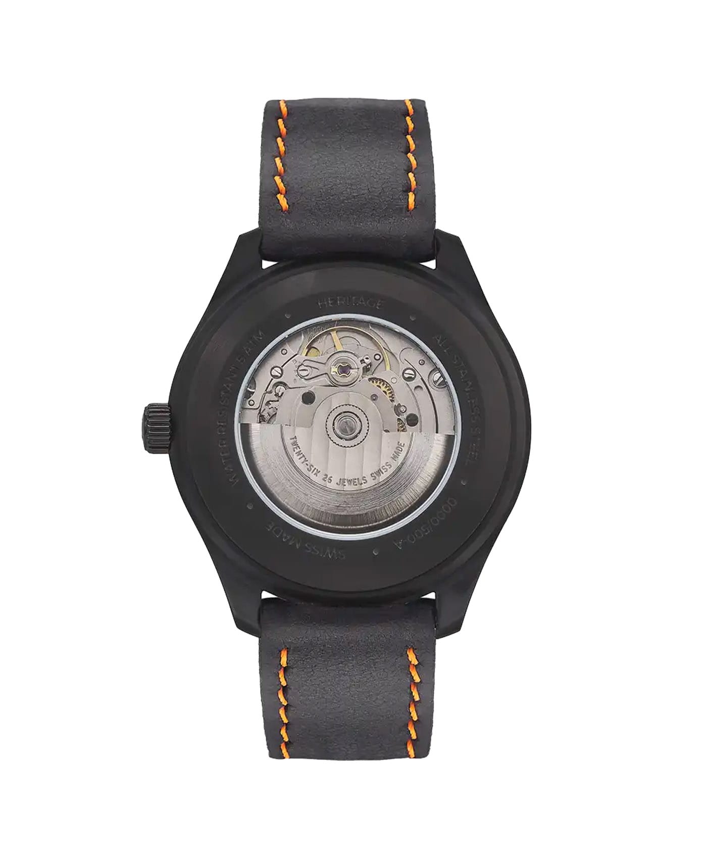 Minor - Heritage - Black & Orange Automatic-case back-min
