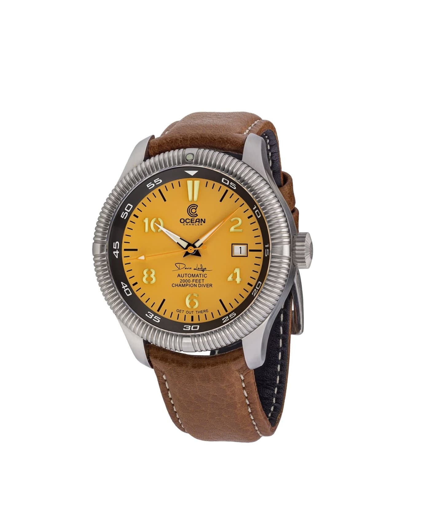 Ocean Crawler Champion Diver - Yellow V2 - Leather Strap