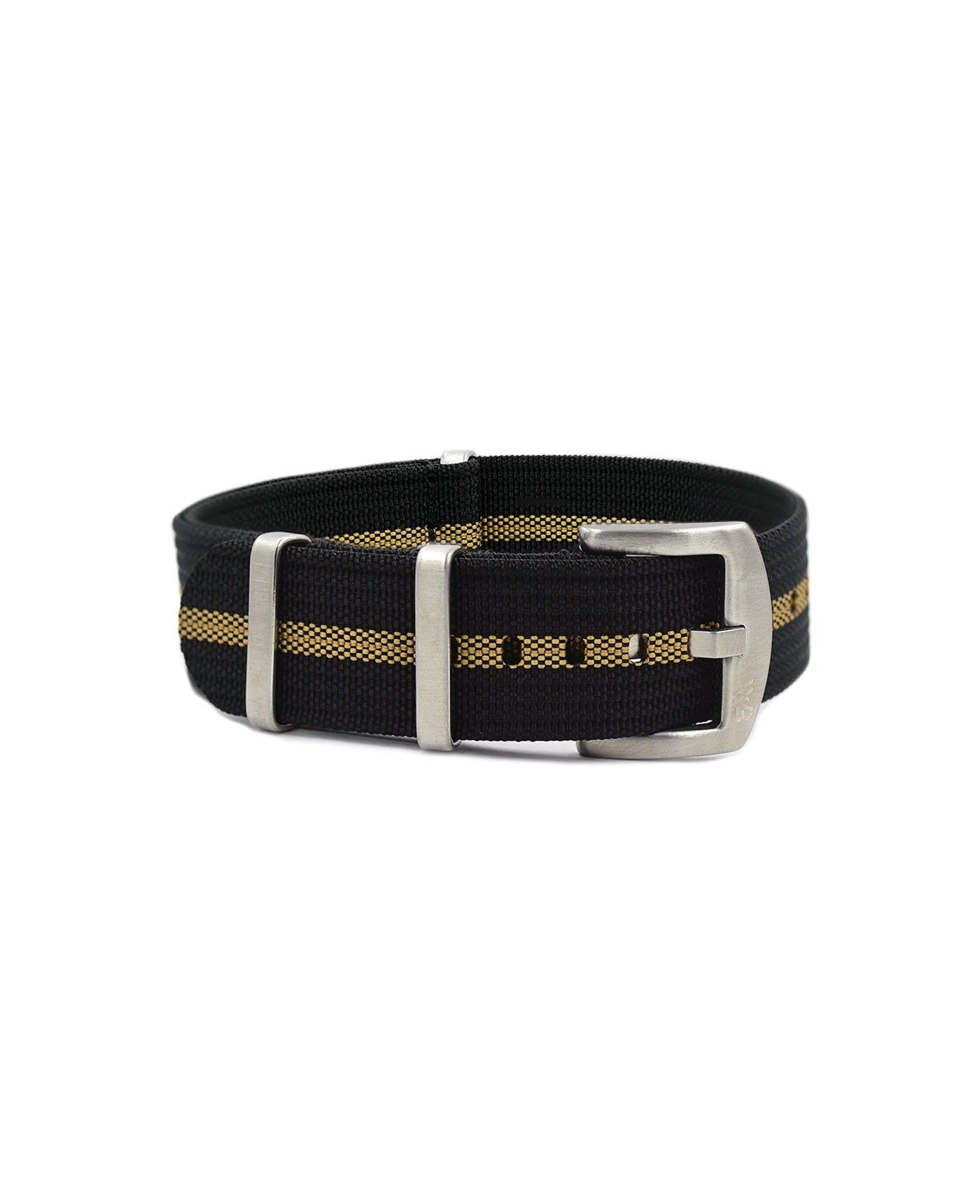 Ribbed Nato Strap - Black-Beige - Brushed | WB Original