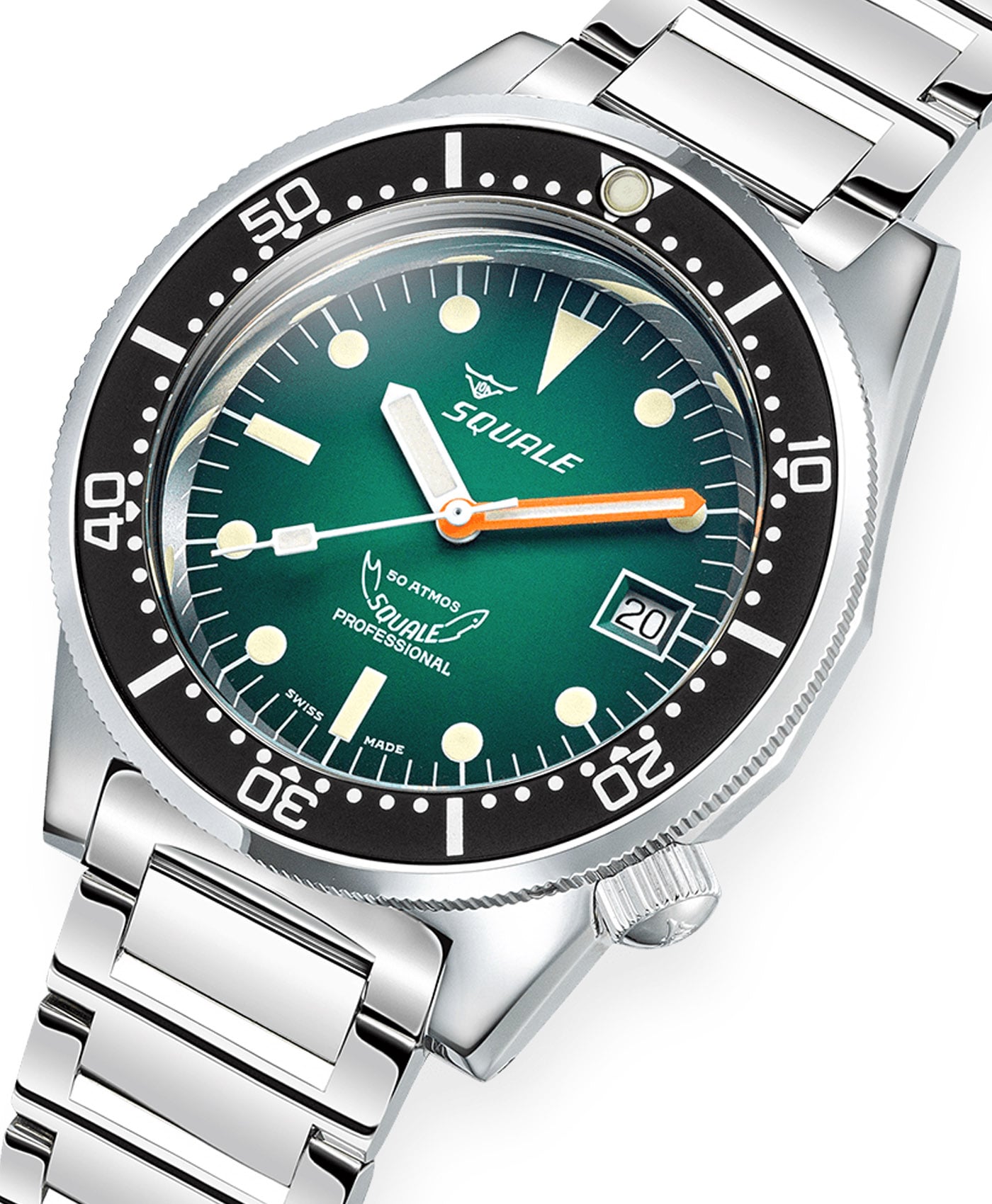Squale - 1521 Green Ray - Polished - Bracelet - 1521PROFGR.SQ20L