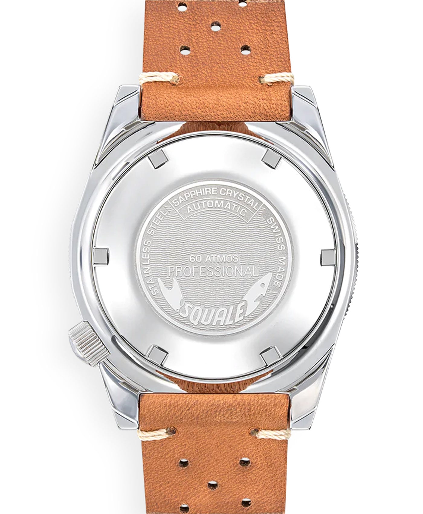 Squale - Matic - Dark Blue - 60 ATM - Leather Strap-case back-min