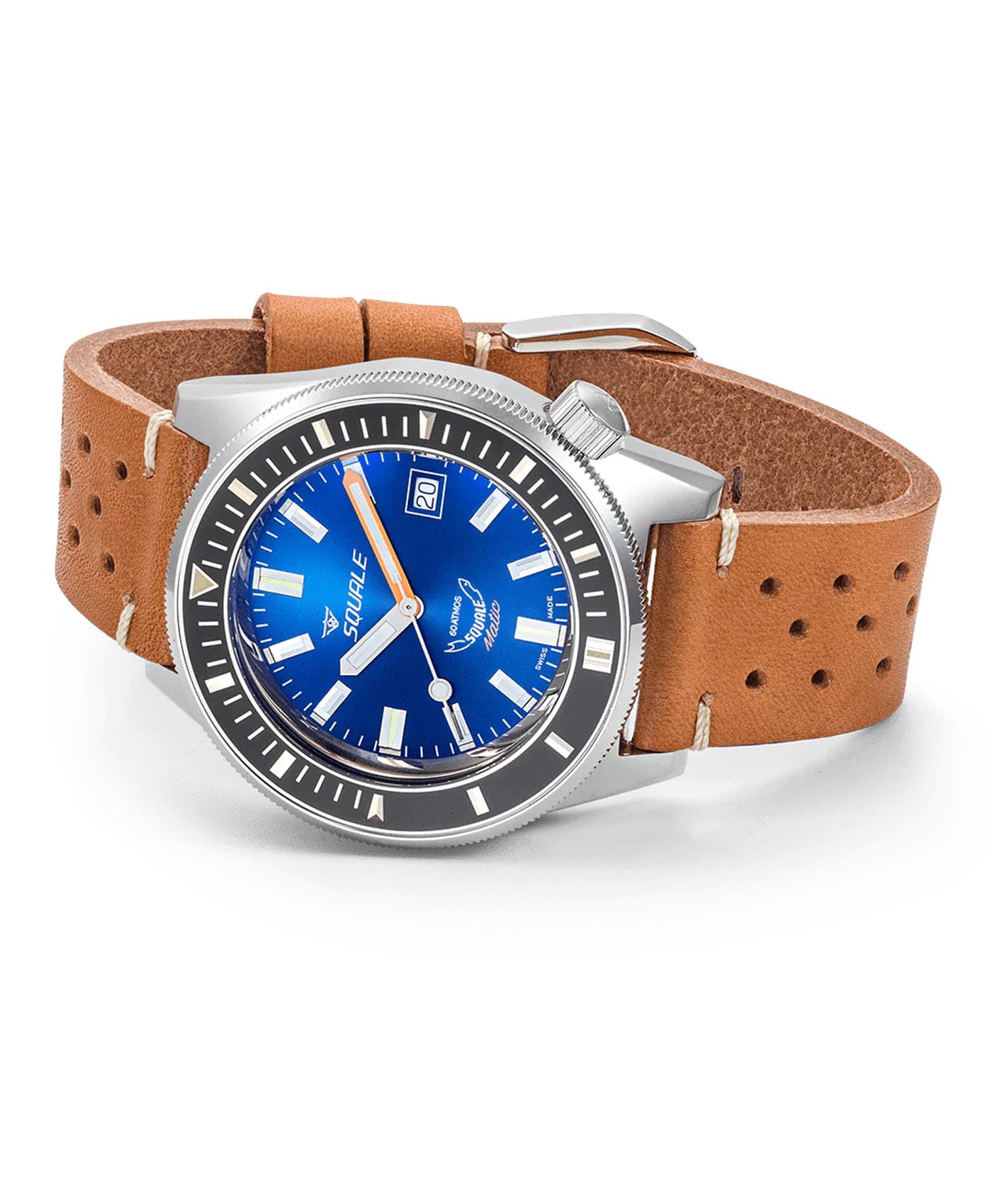 Squale - Matic - Dark Blue - 60 ATM - Leather Strap-full-min