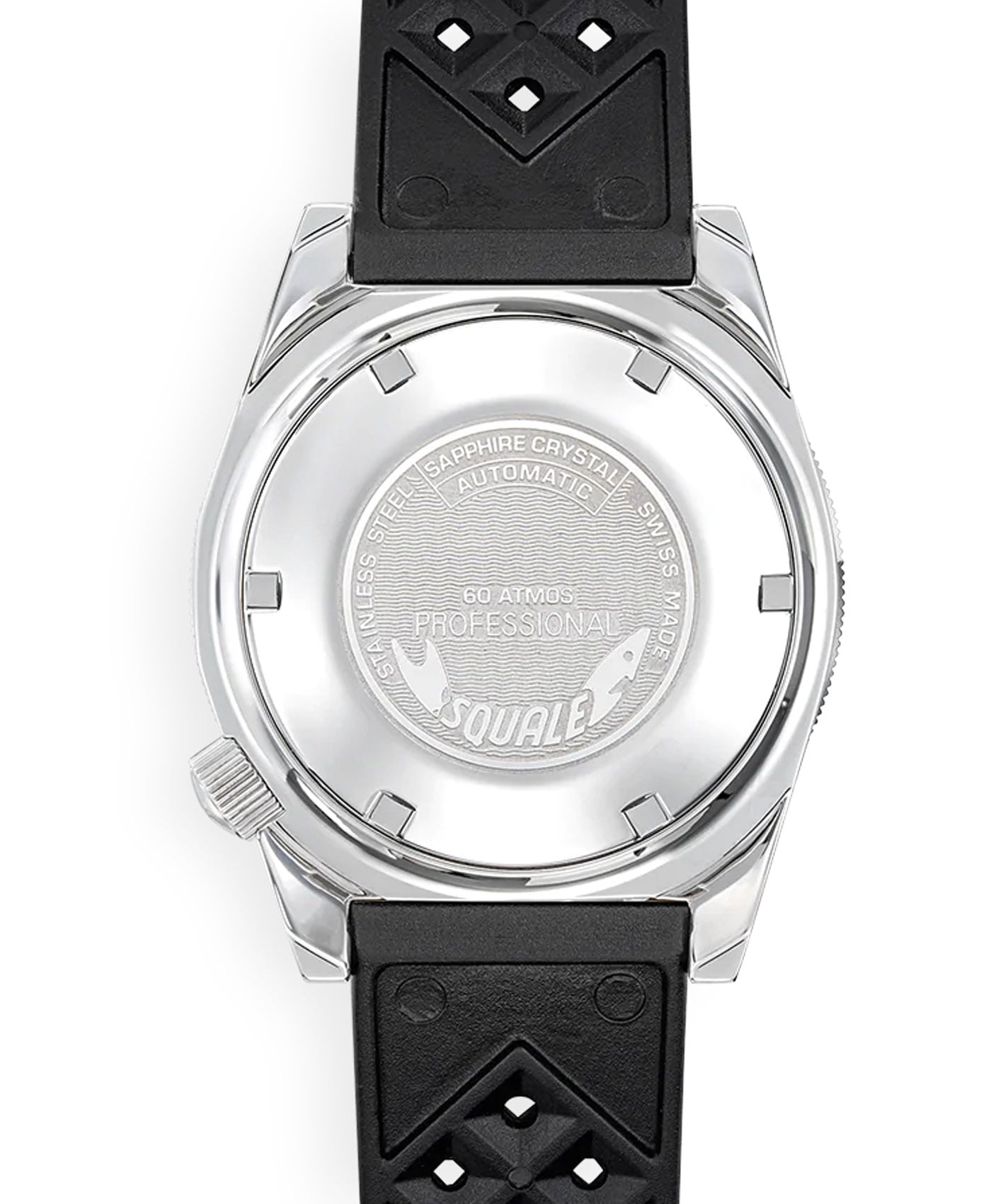 Squale - Matic - Grey 60 - ATM - Rubber Strap-case back-min