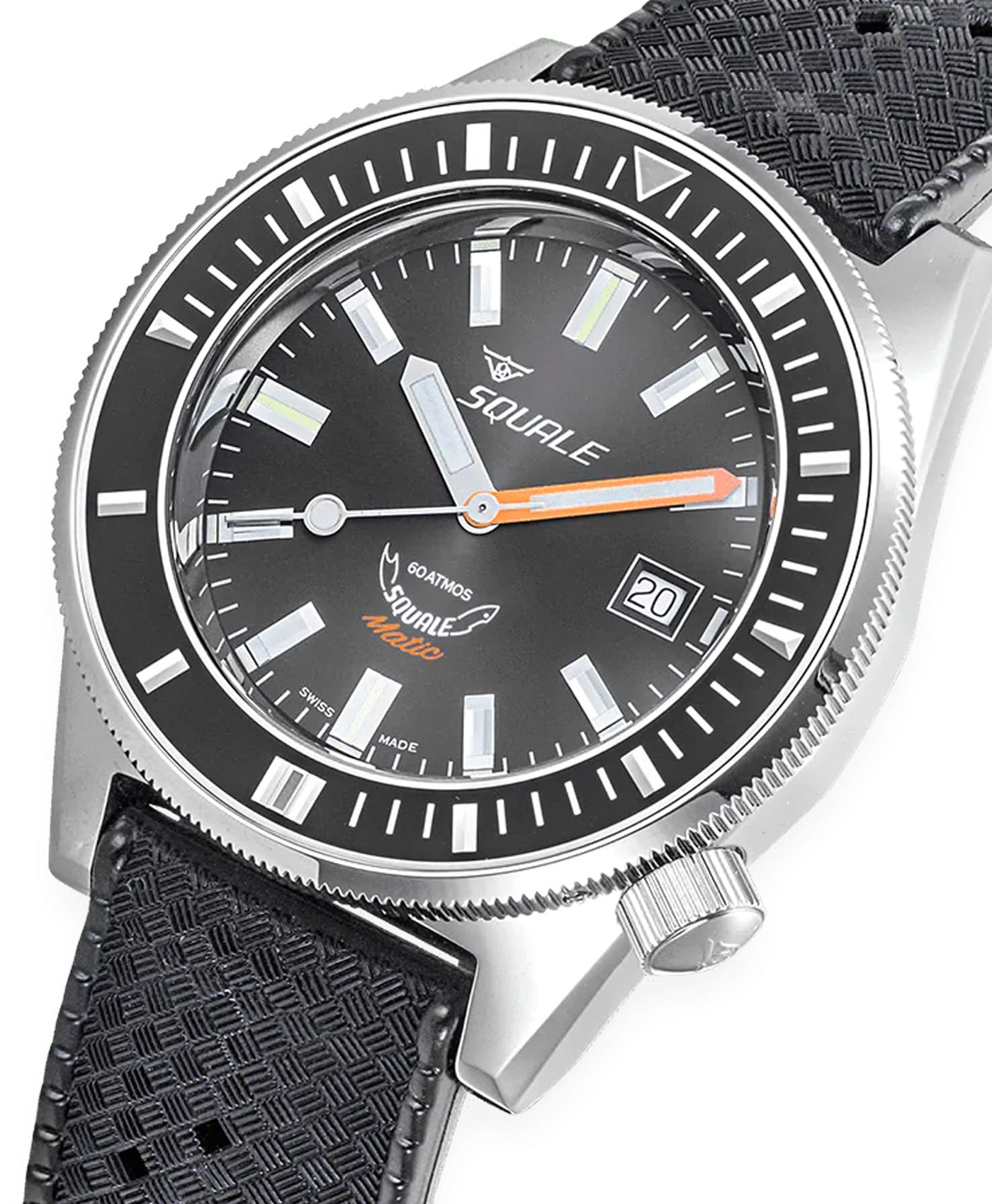 Squale - Matic - Grey 60 - ATM - Rubber Strap-close up-min