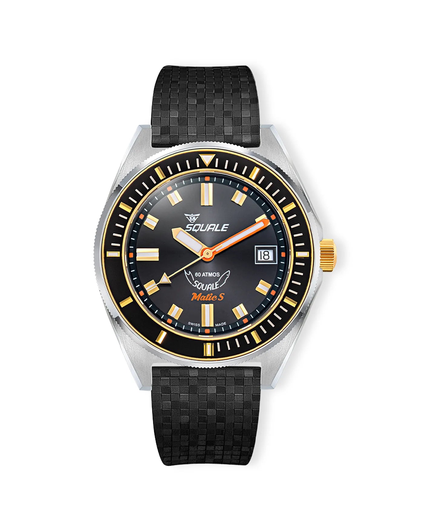 Squale - Matic S Two-Tone - MATICBKOBK.MROR - Mosaic Rubber Strap 2