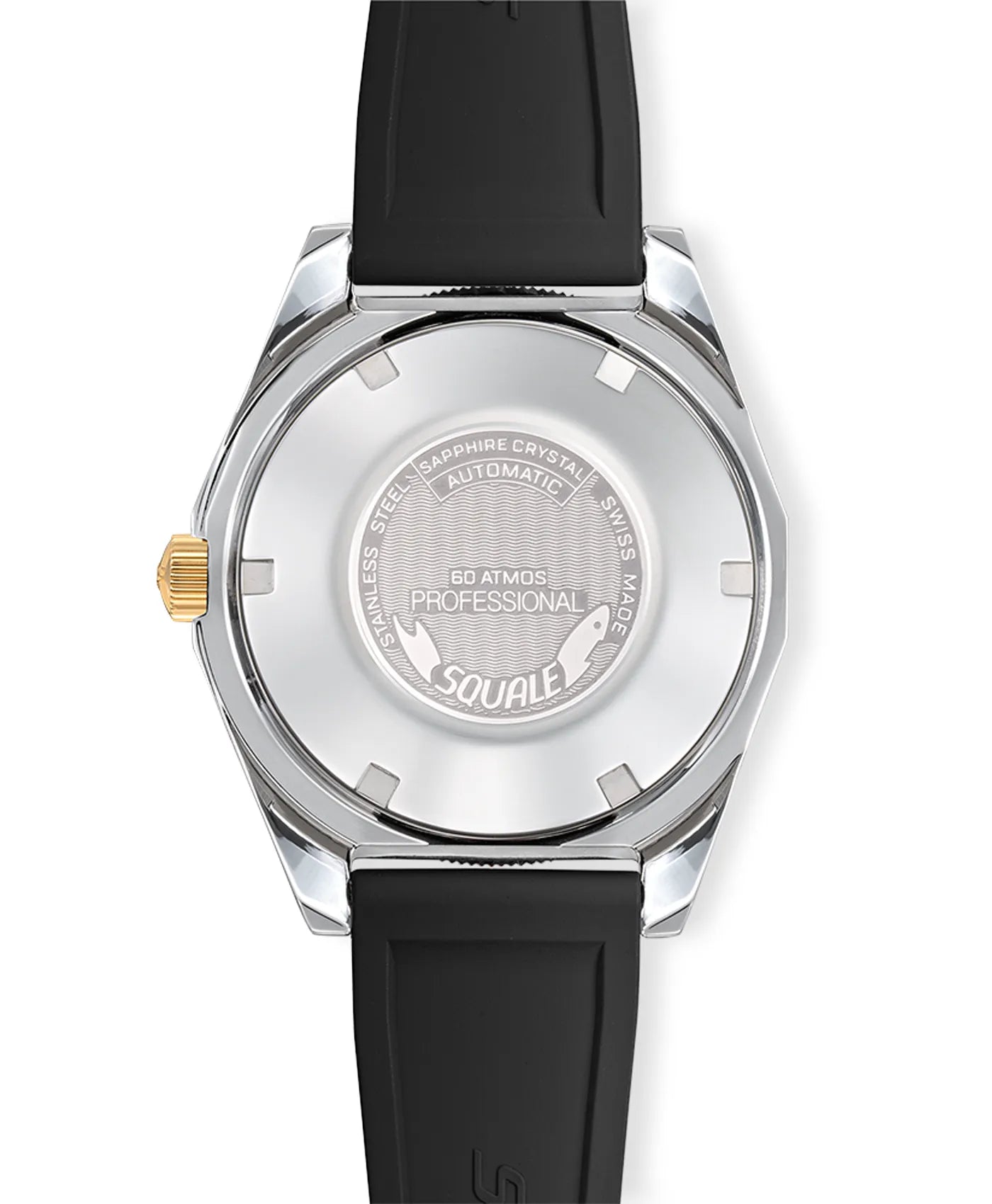 Squale - Matic S Two-Tone - MATICBKOBK.MROR - Mosaic Rubber Strap - case back