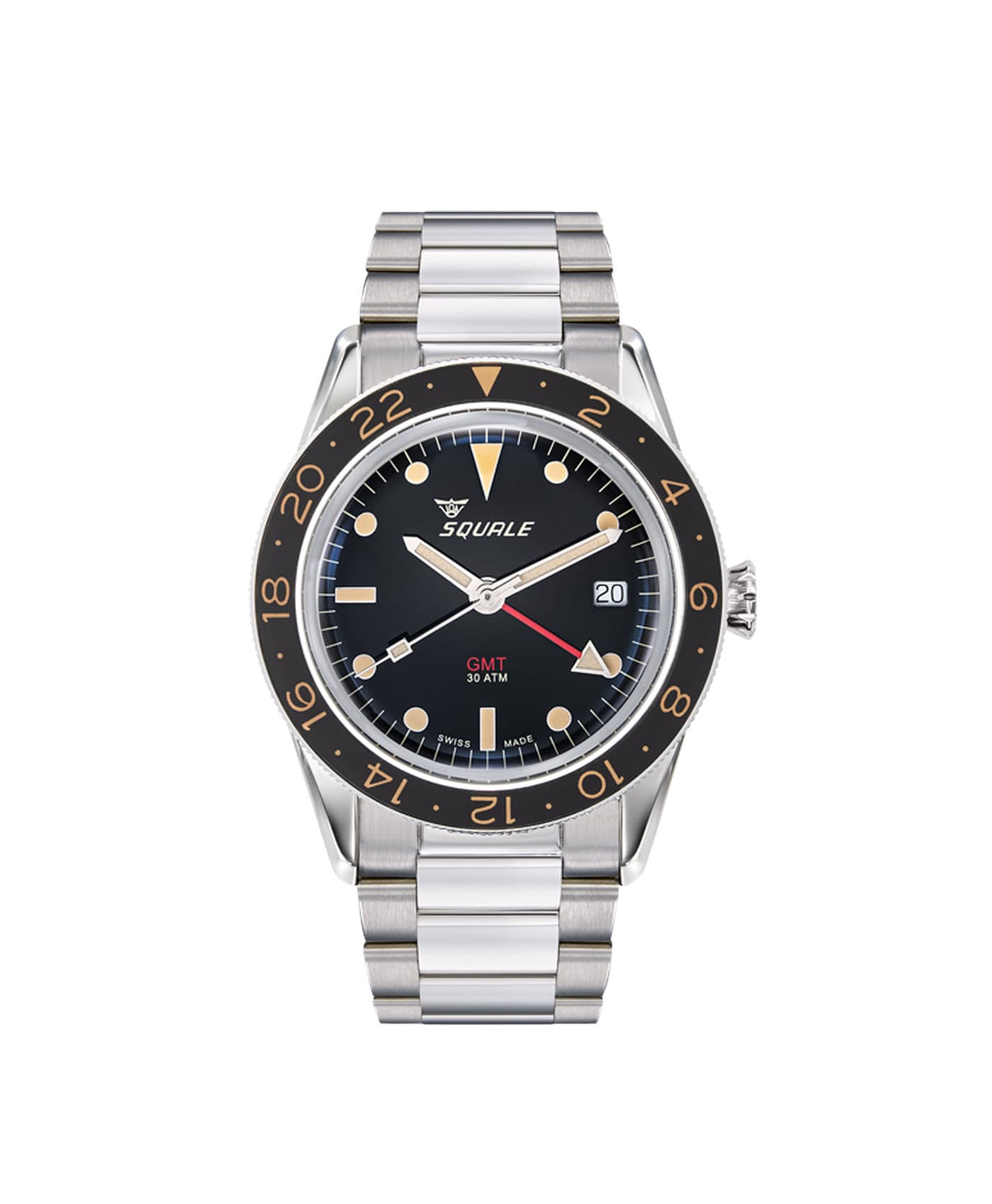 Squale - SUB 39 - GMT Vintage - Black - Metal Bracelet