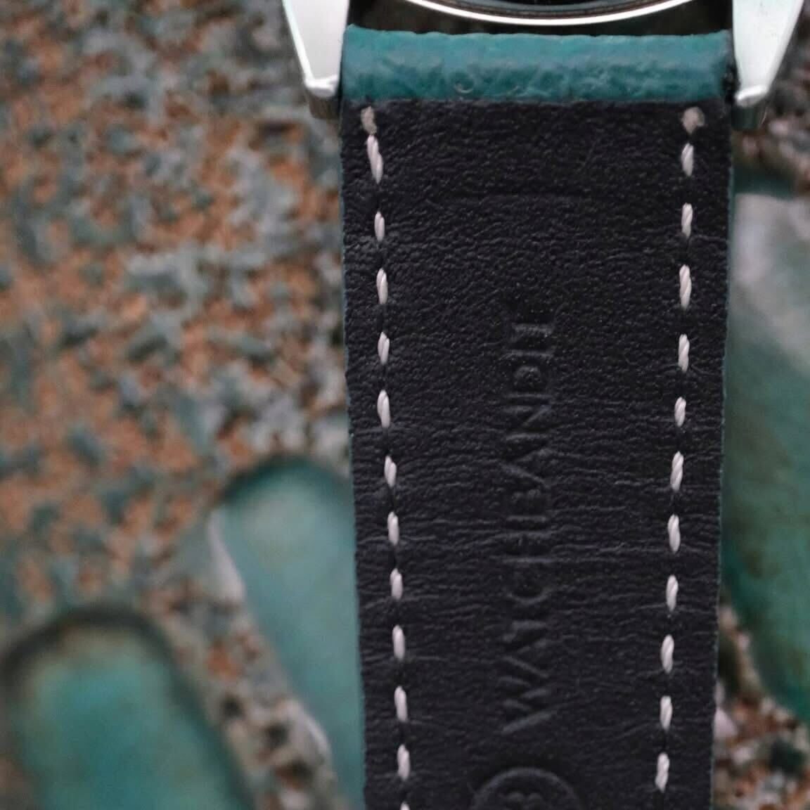 Textured Leather Watch Strap Petrol Green | WB Original