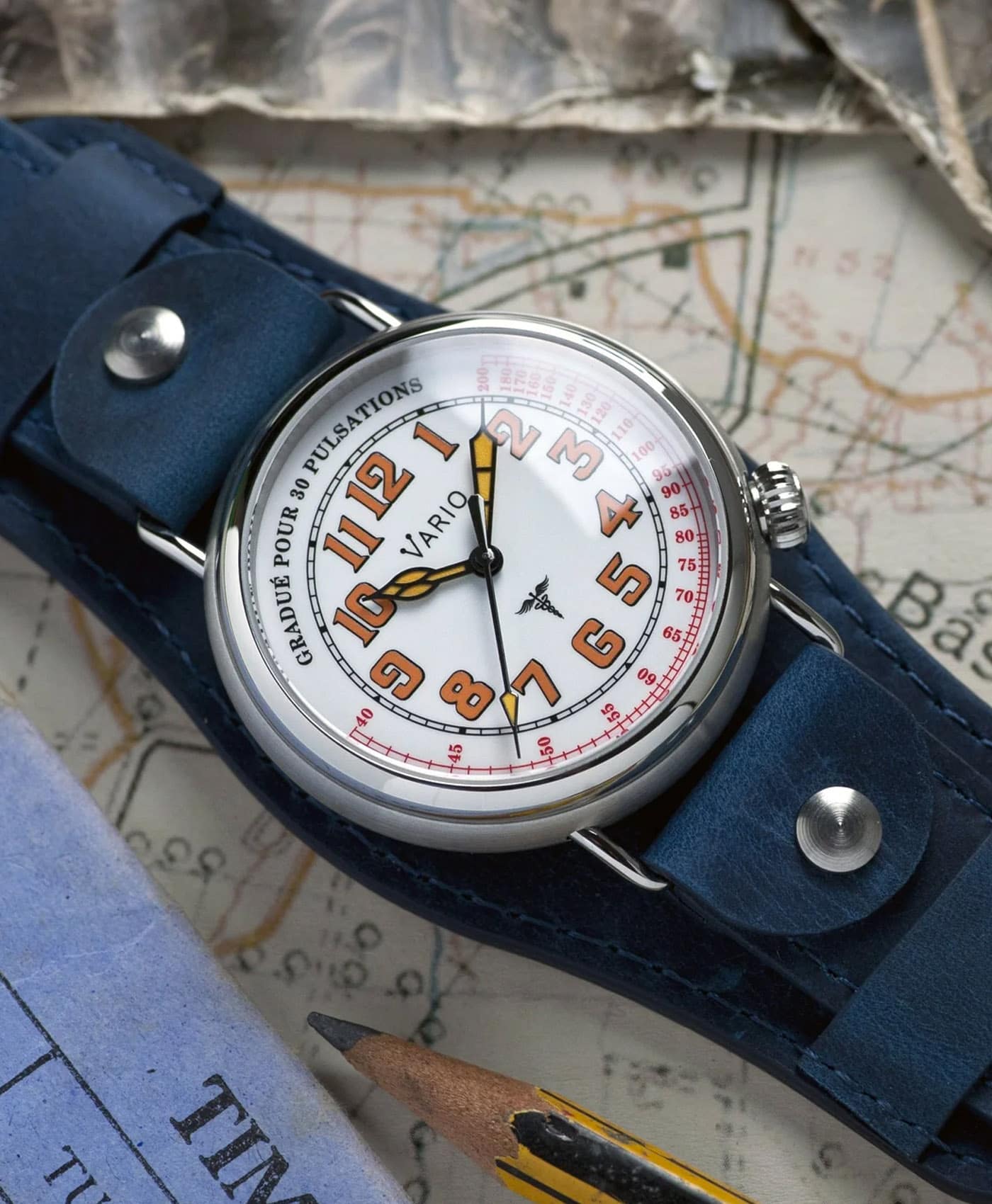 Vario - 1918 Medic - White Dial with Orange Lume - Forest Green