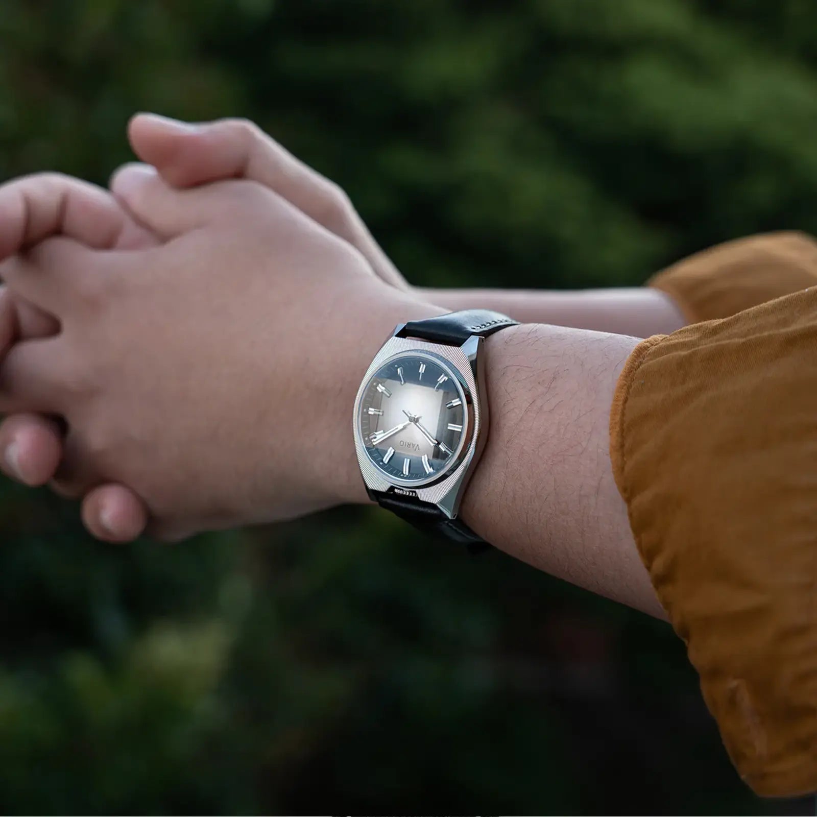 Vario Futurist Watch Sunburst Silver Fume Watch wrist shot